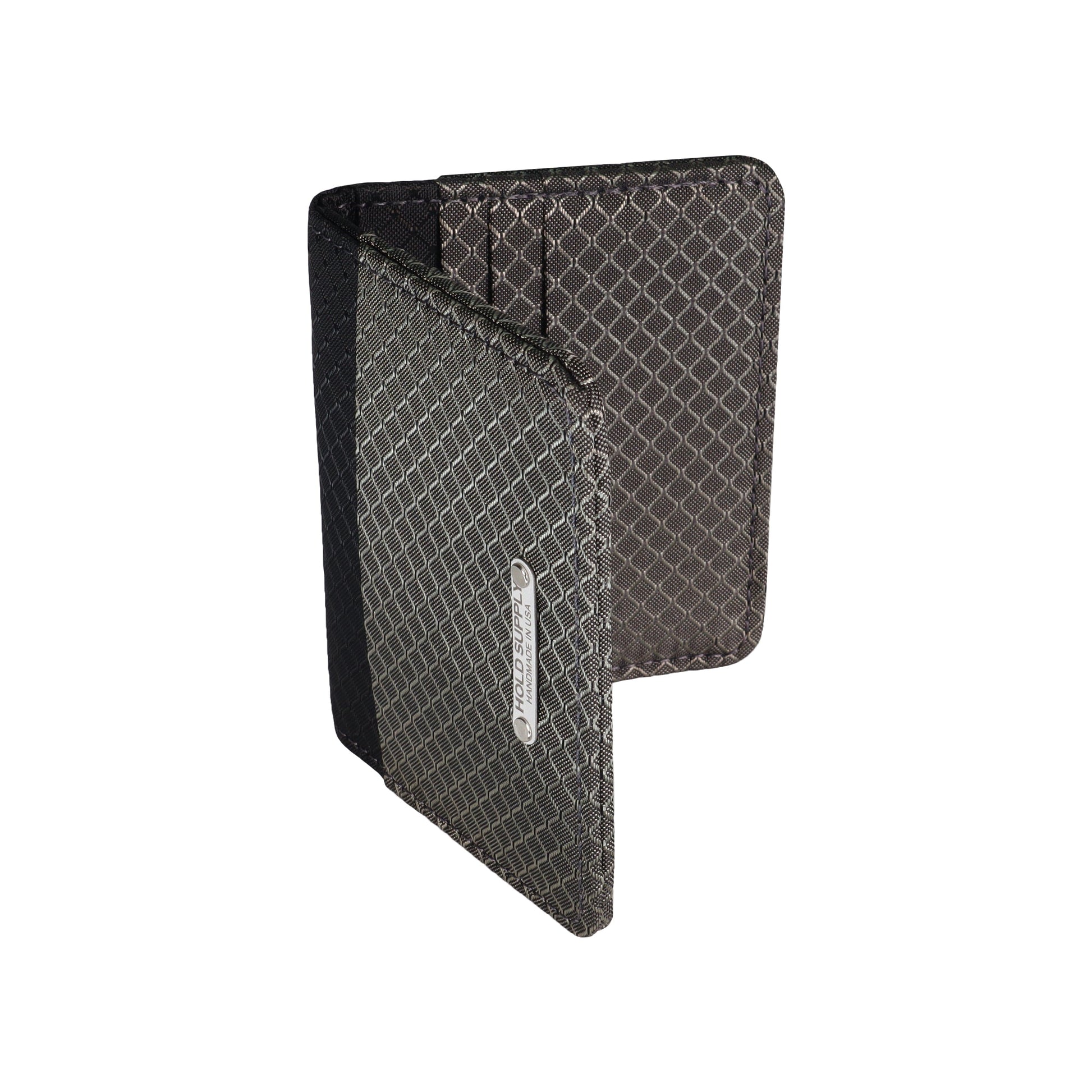 Gray and Black Ripstop Vertical Bifold Wallet