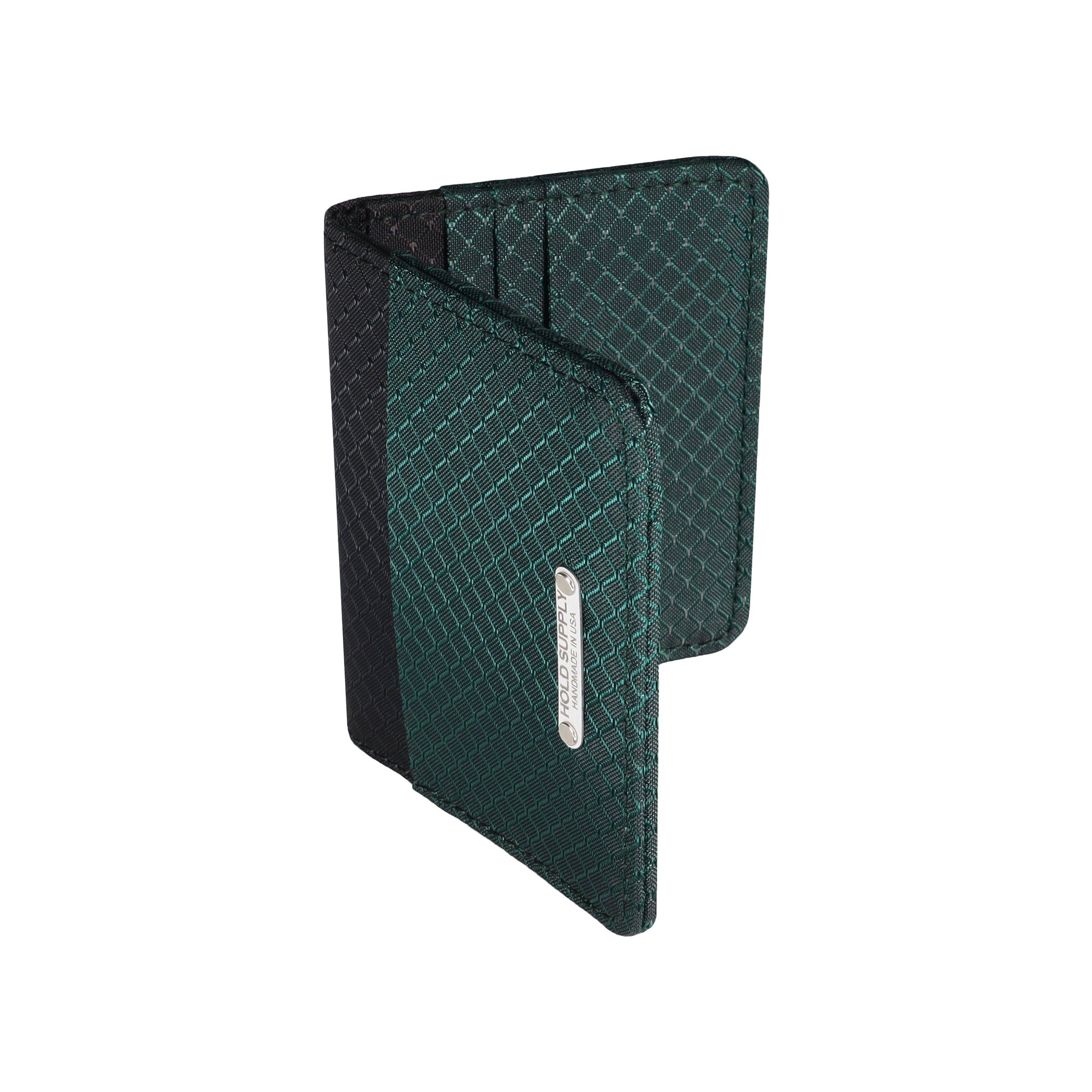 Green and Black Ripstop Vertical Bifold Wallet