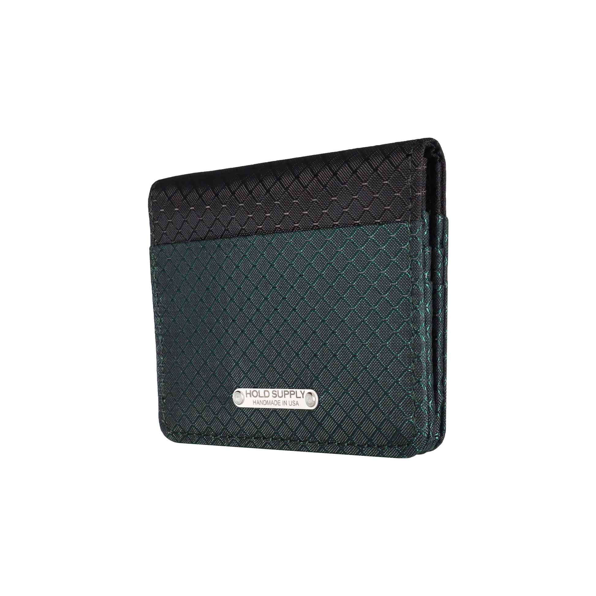 Green and Black Ripstop Vertical Bifold Wallet