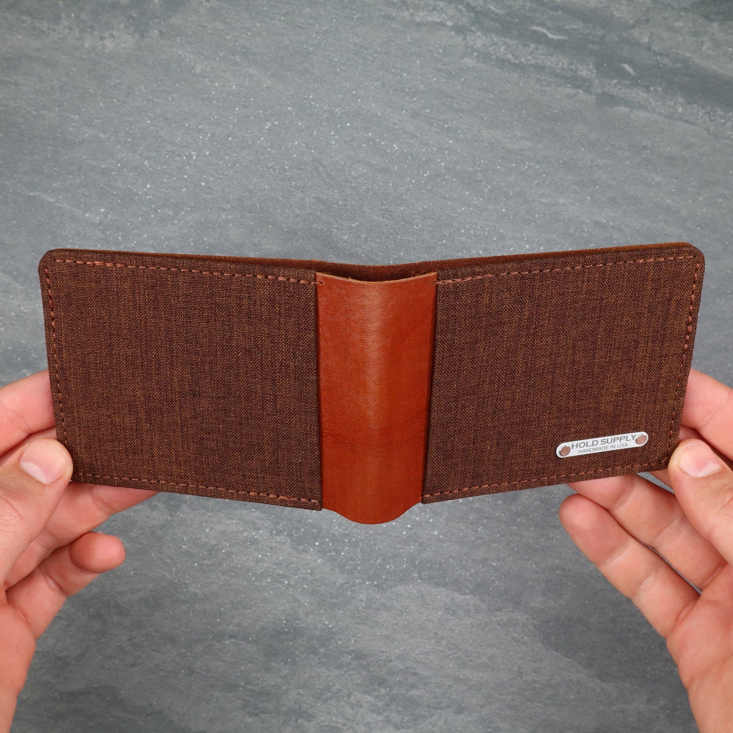 Brown & Brown Leather and Canvas Men's Bifold Wallet