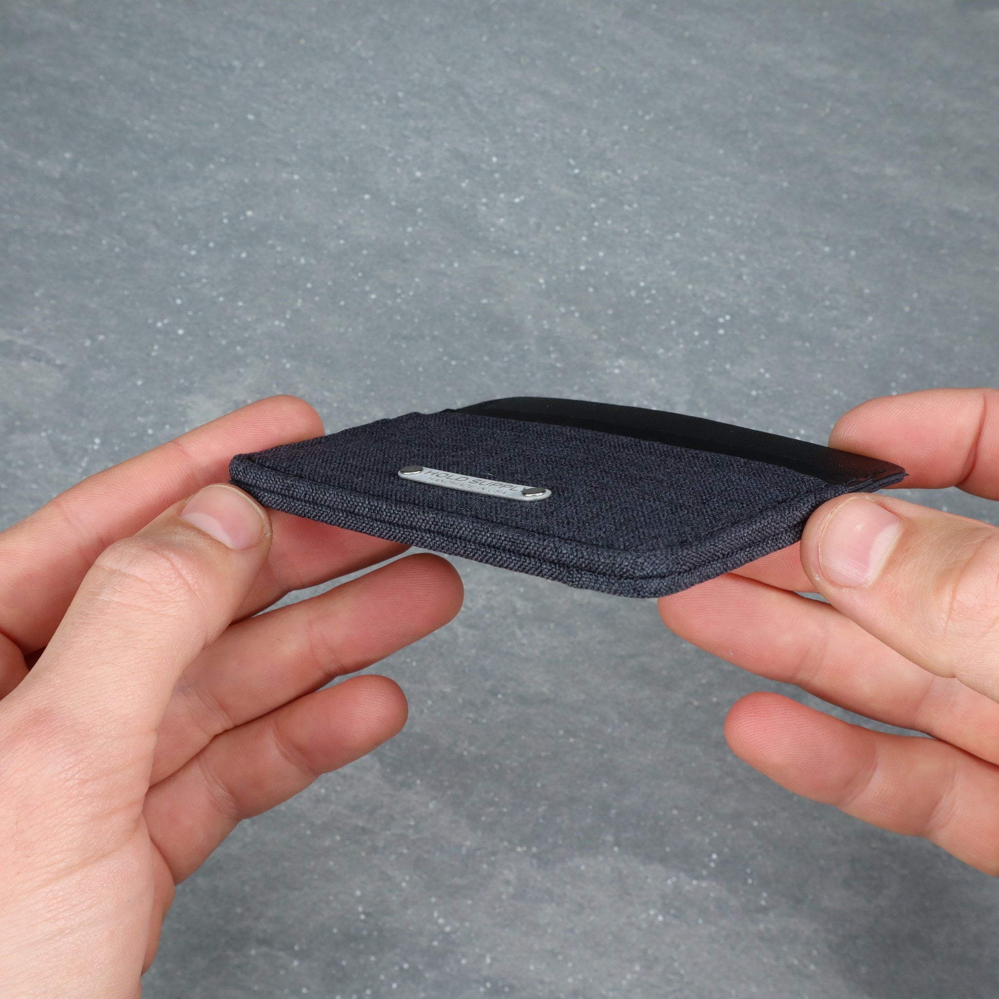 Black & Gray Leather & Canvas Card Holder