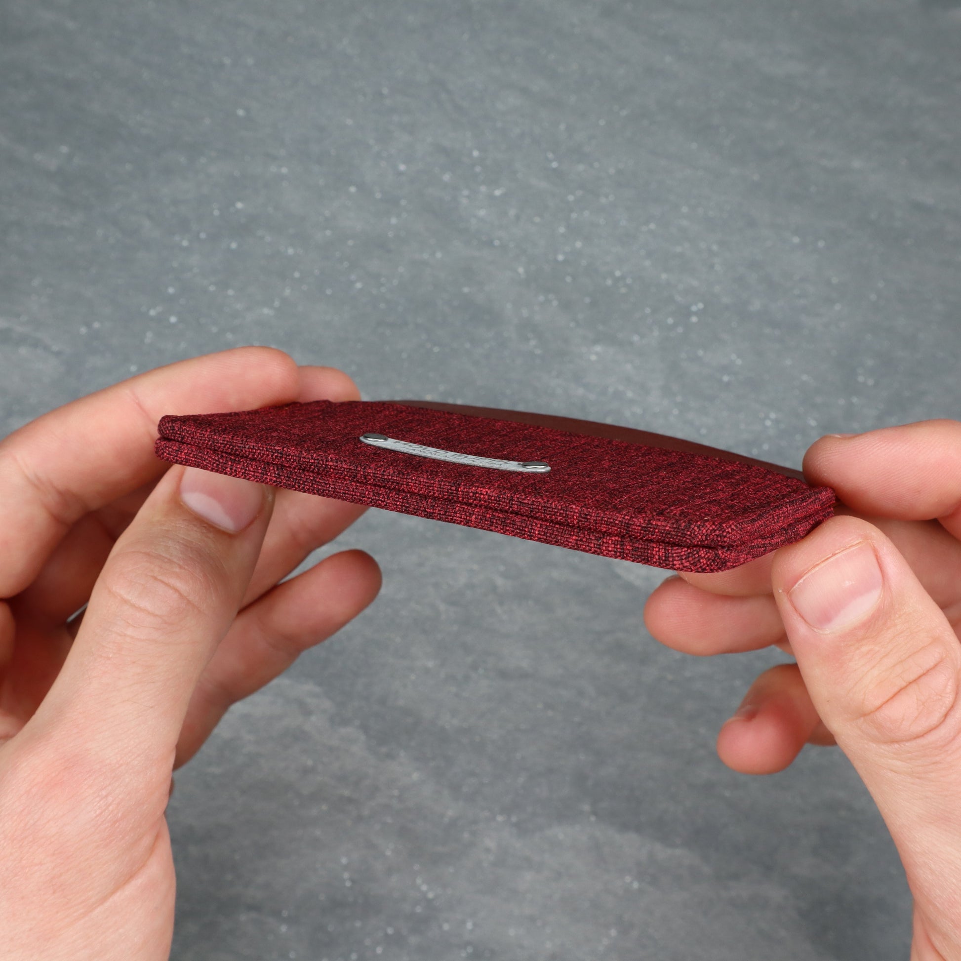 Red & Brown Leather & Canvas Card Holder