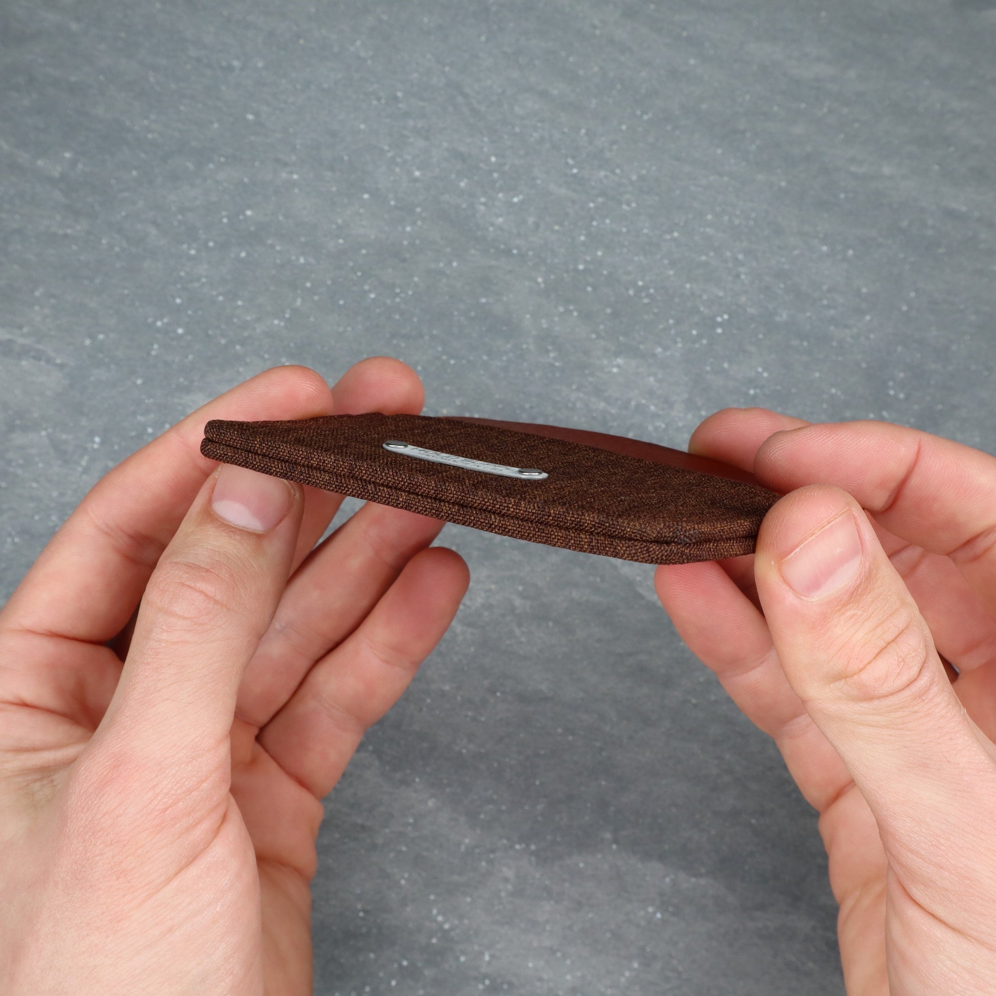 Brown & Brown Leather & Canvas Card Holder