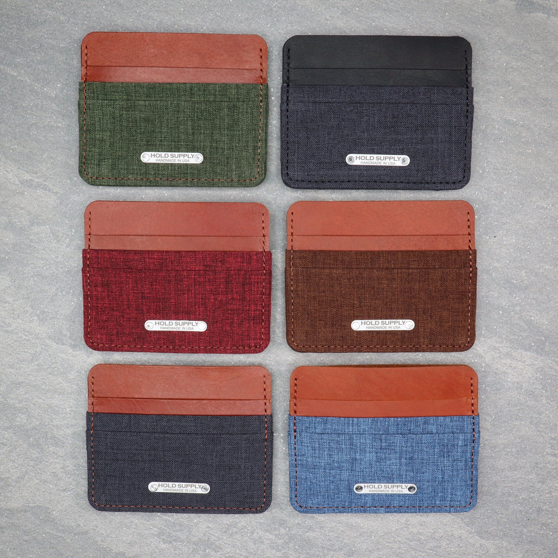 Green & Brown Leather & Canvas Card Holder