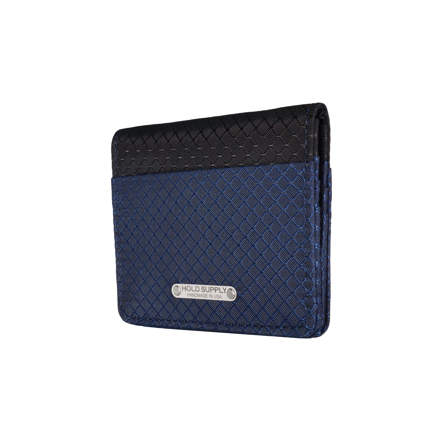Navy Blue and Black Ripstop Vertical Bifold Wallet