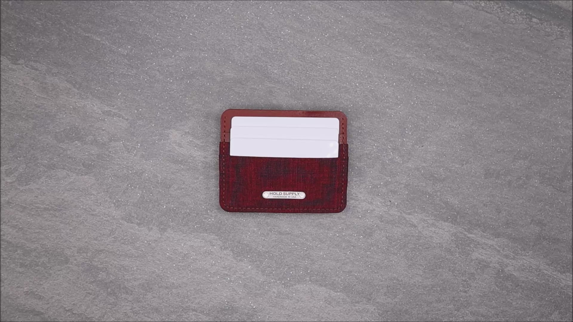 Red & Brown Leather & Canvas Card Holder