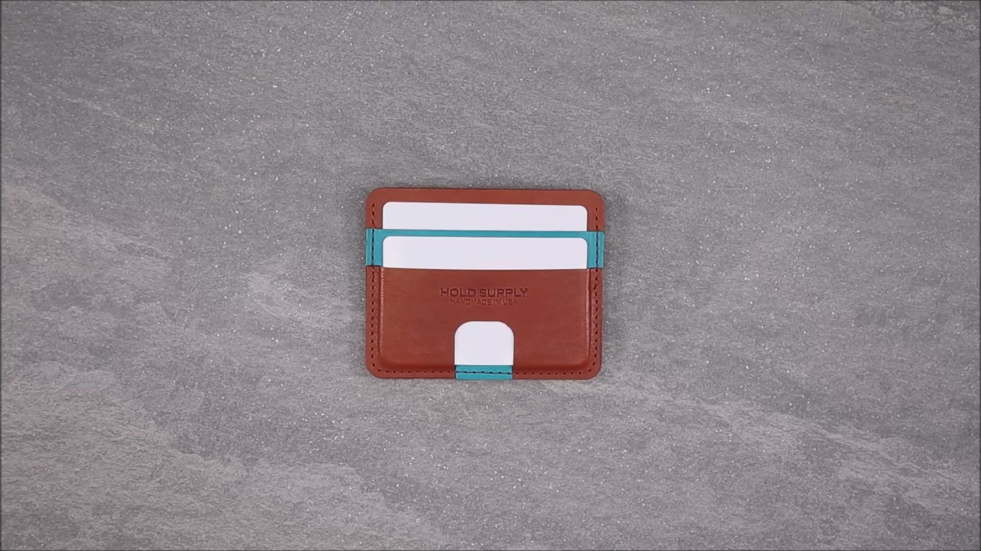 Blue and Brown Leather Card Holder Wallet