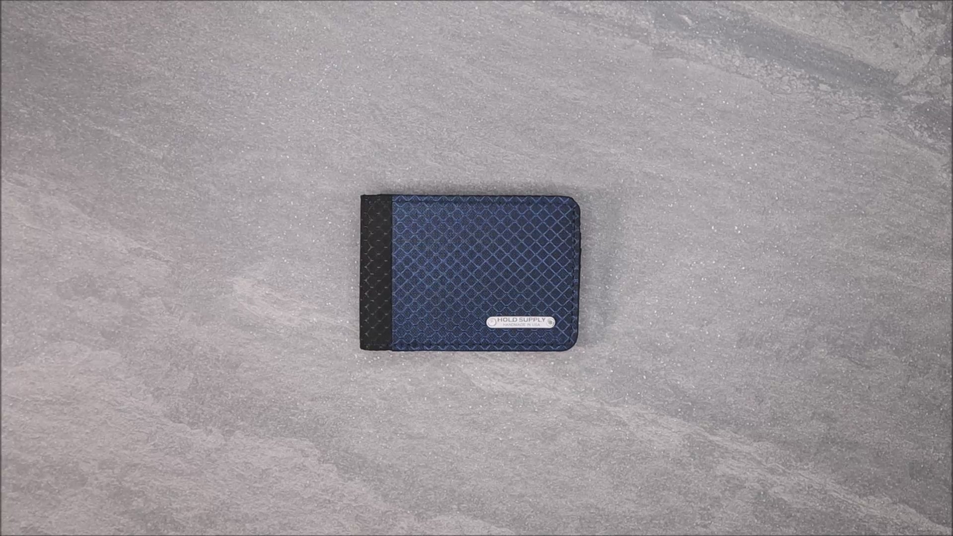 Navy Blue and Black Ripstop Fabric Wallet