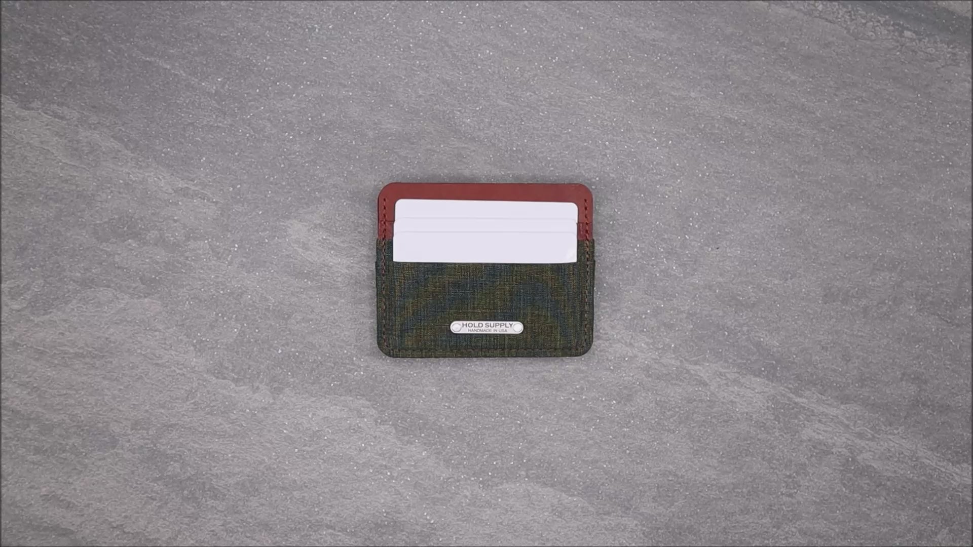 Green & Brown Leather & Canvas Card Holder
