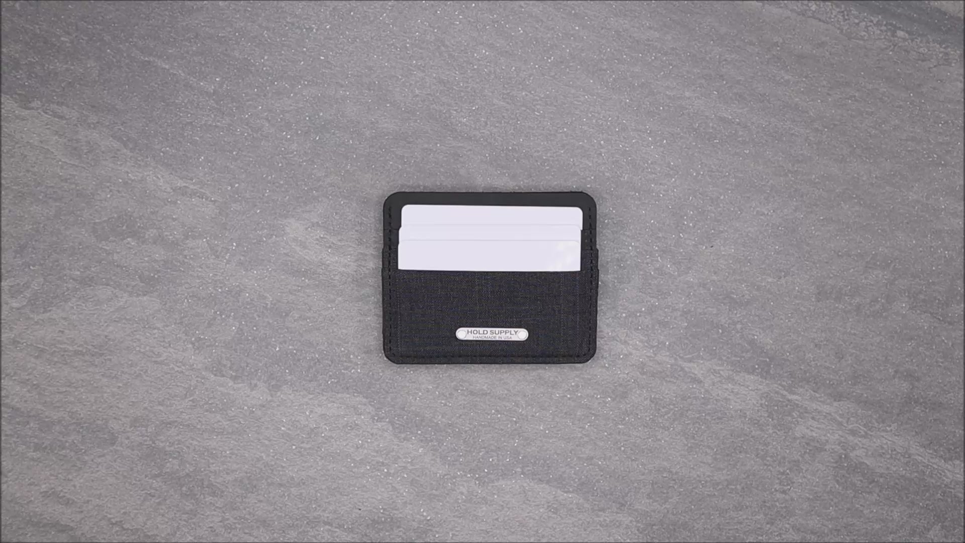 Black & Gray Leather & Canvas Card Holder