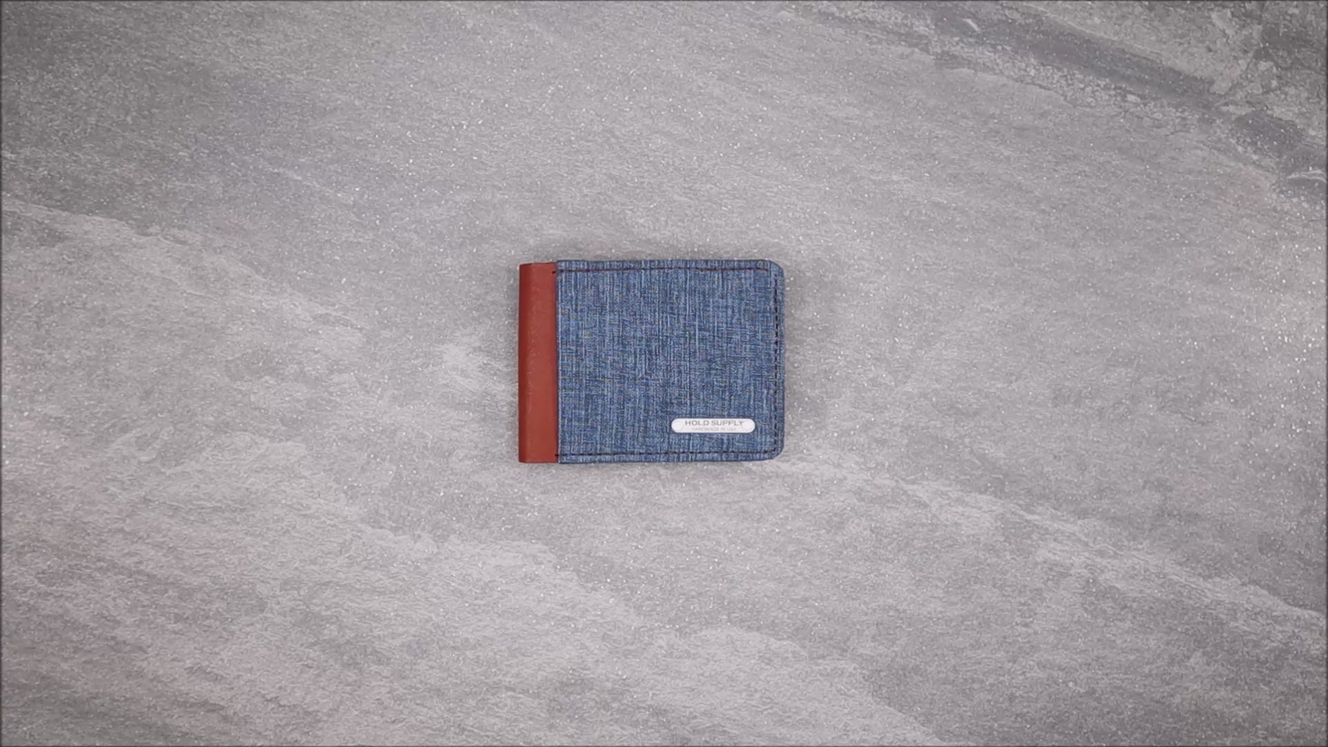 Blue & Brown Leather and Canvas Men's Bifold Wallet