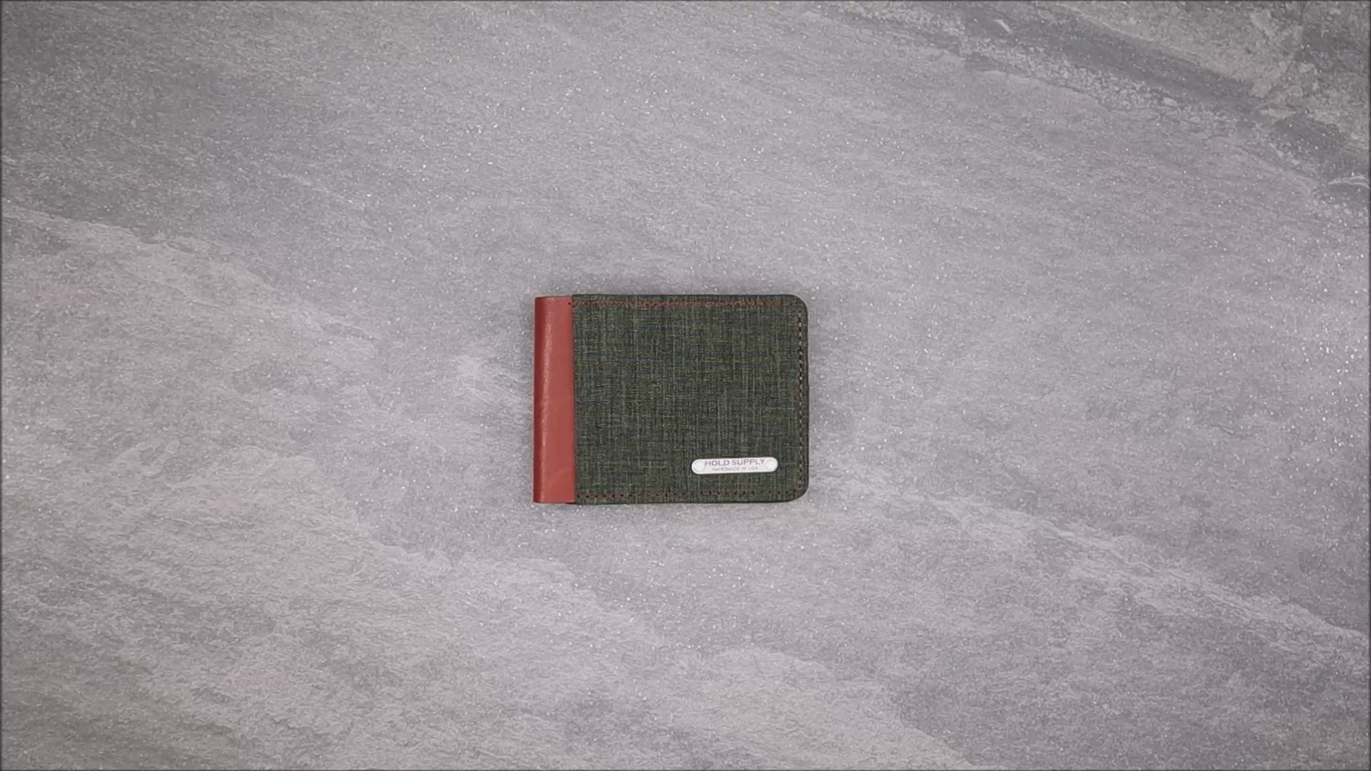 Green & Brown Leather and Canvas Men's Bifold Wallet