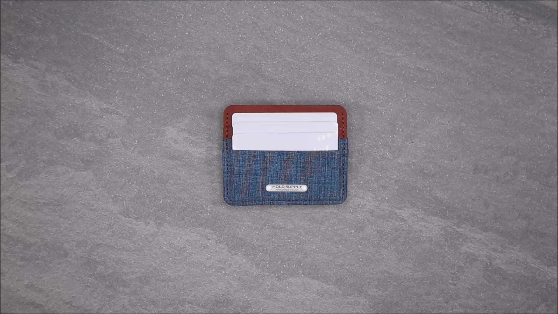 Blue & Brown Leather & Canvas Card Holder