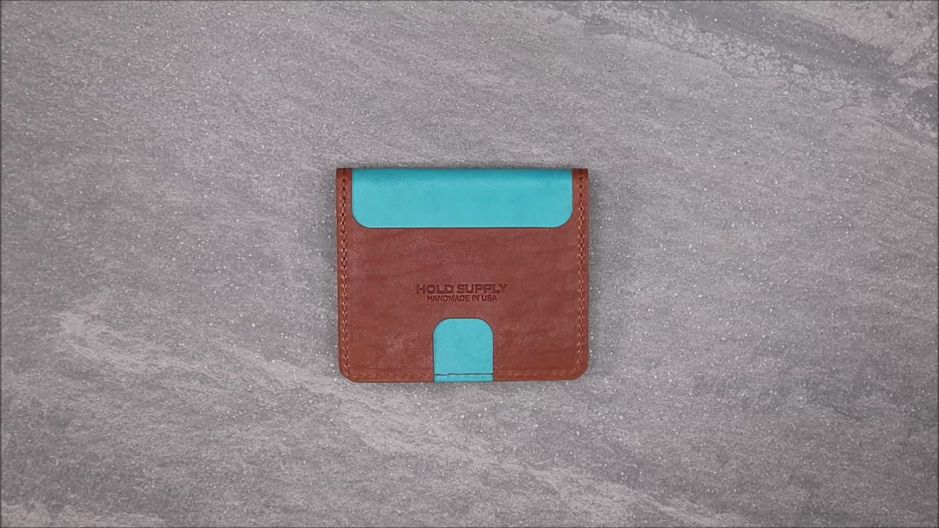 Blue and Brown Leather Vertical Bifold Wallet