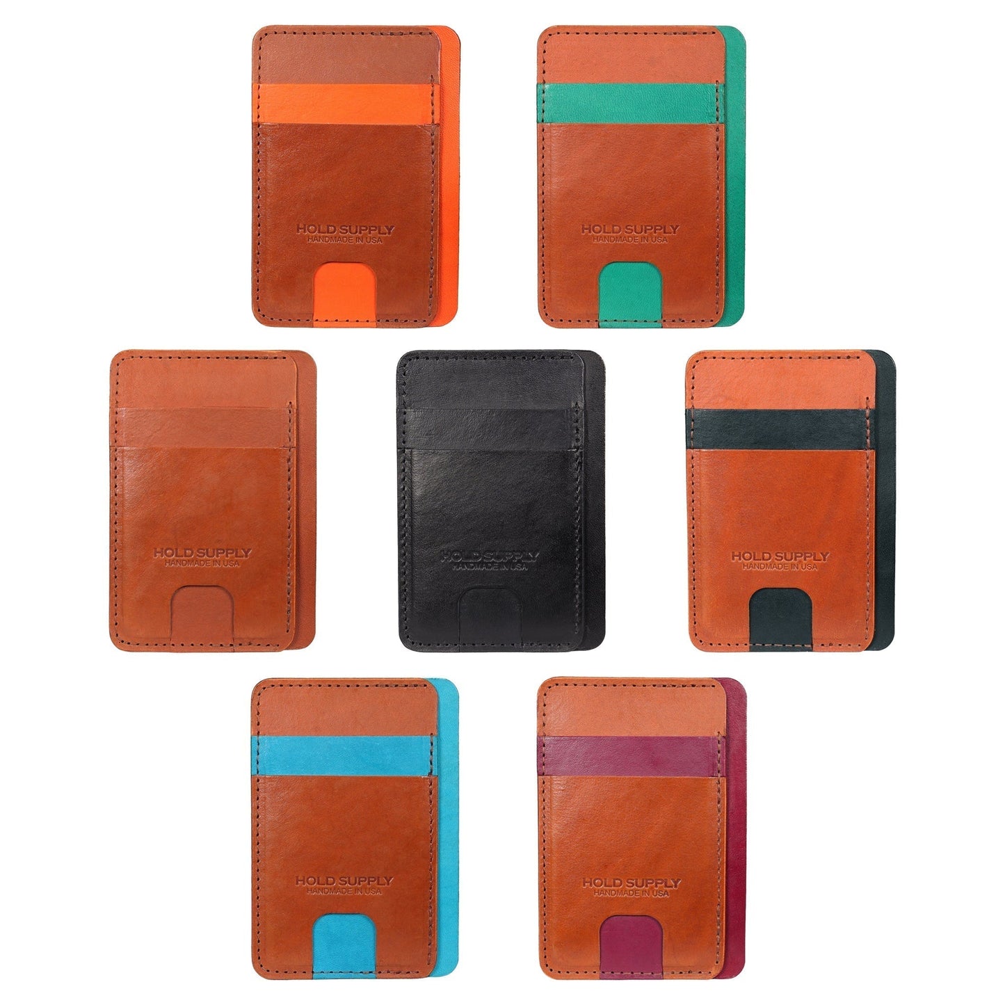 Orange and Brown Leather Front Pocket Wallet
