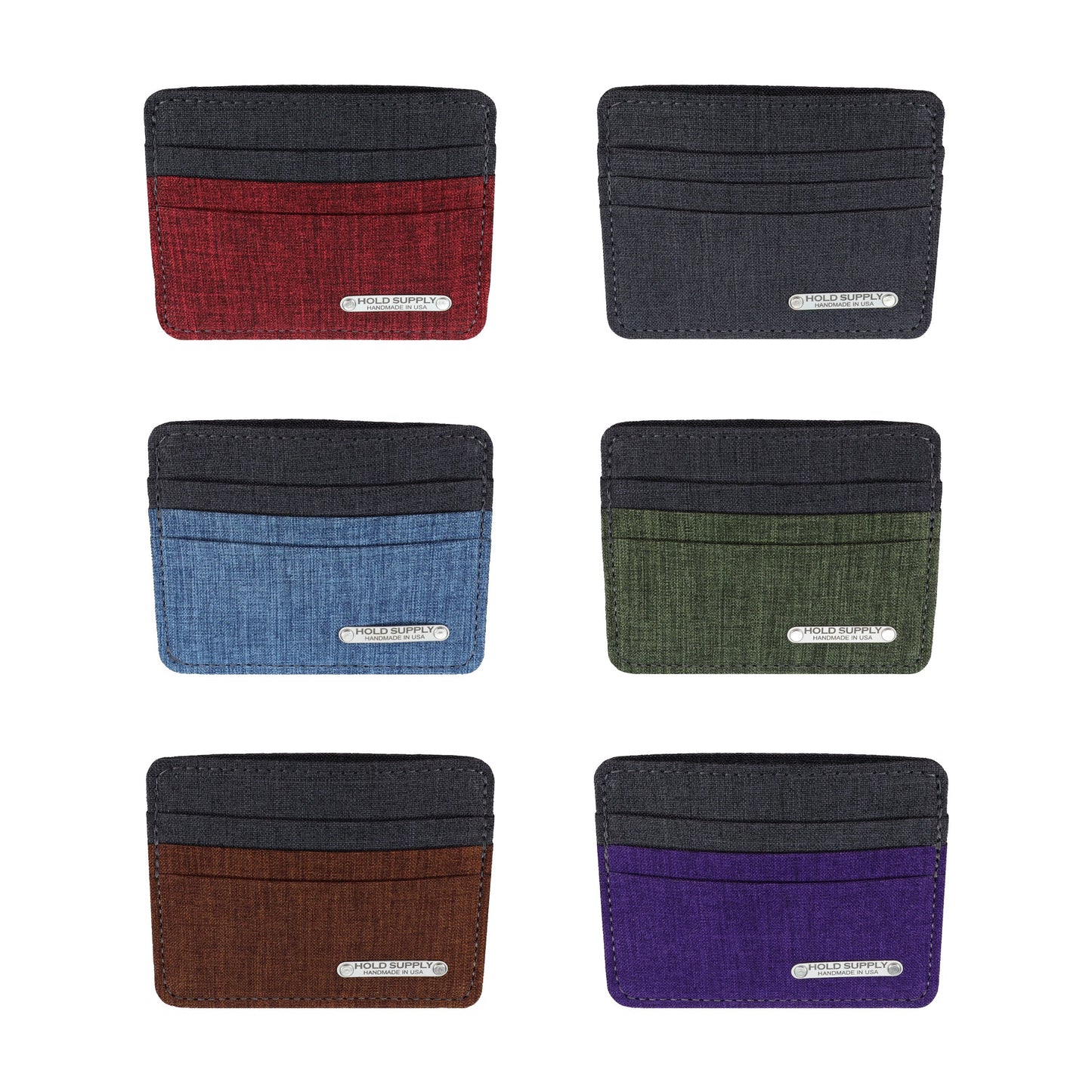 Red and Gray Polyester Fabric Card Holder Wallet