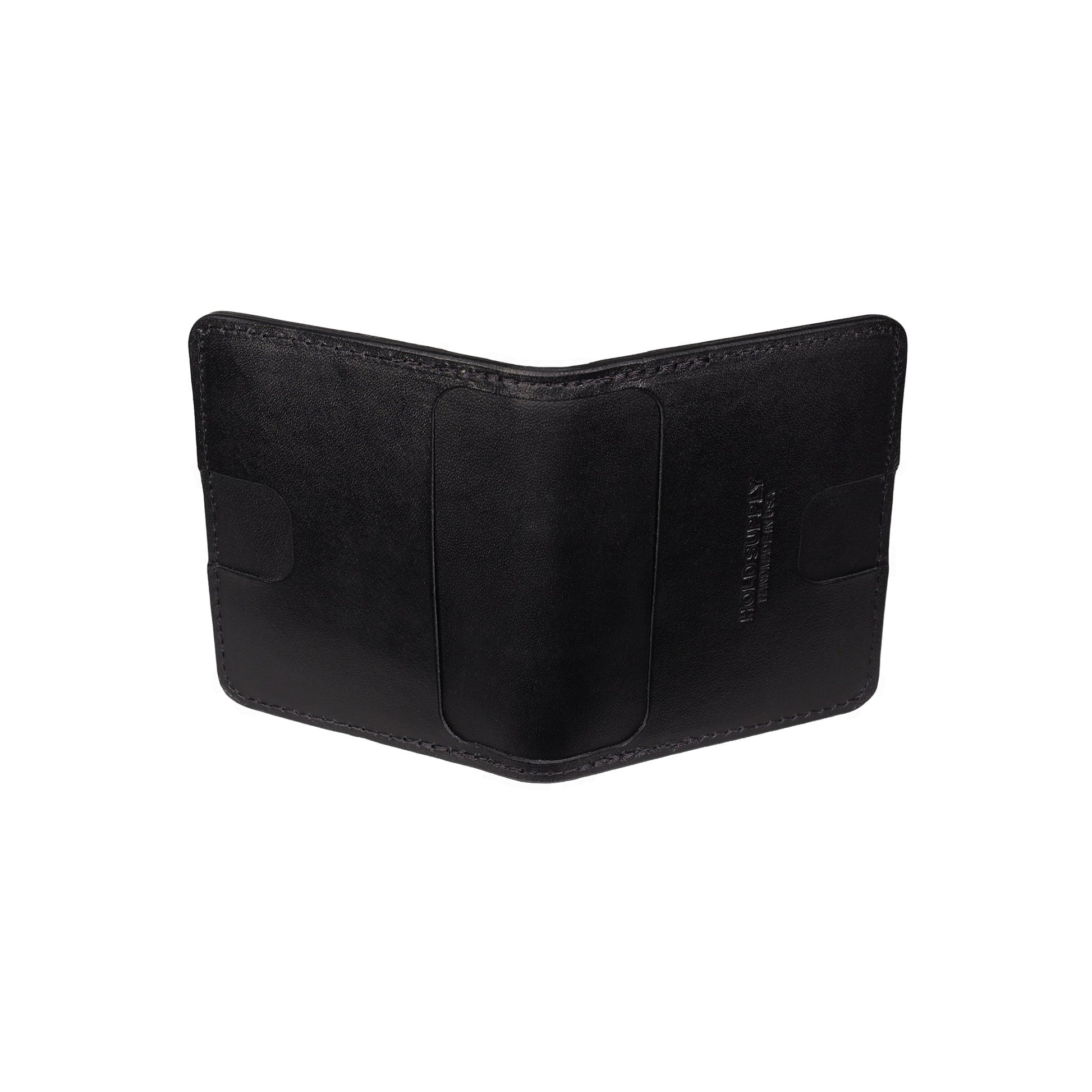 Black Leather Vertical Bifold Wallet
