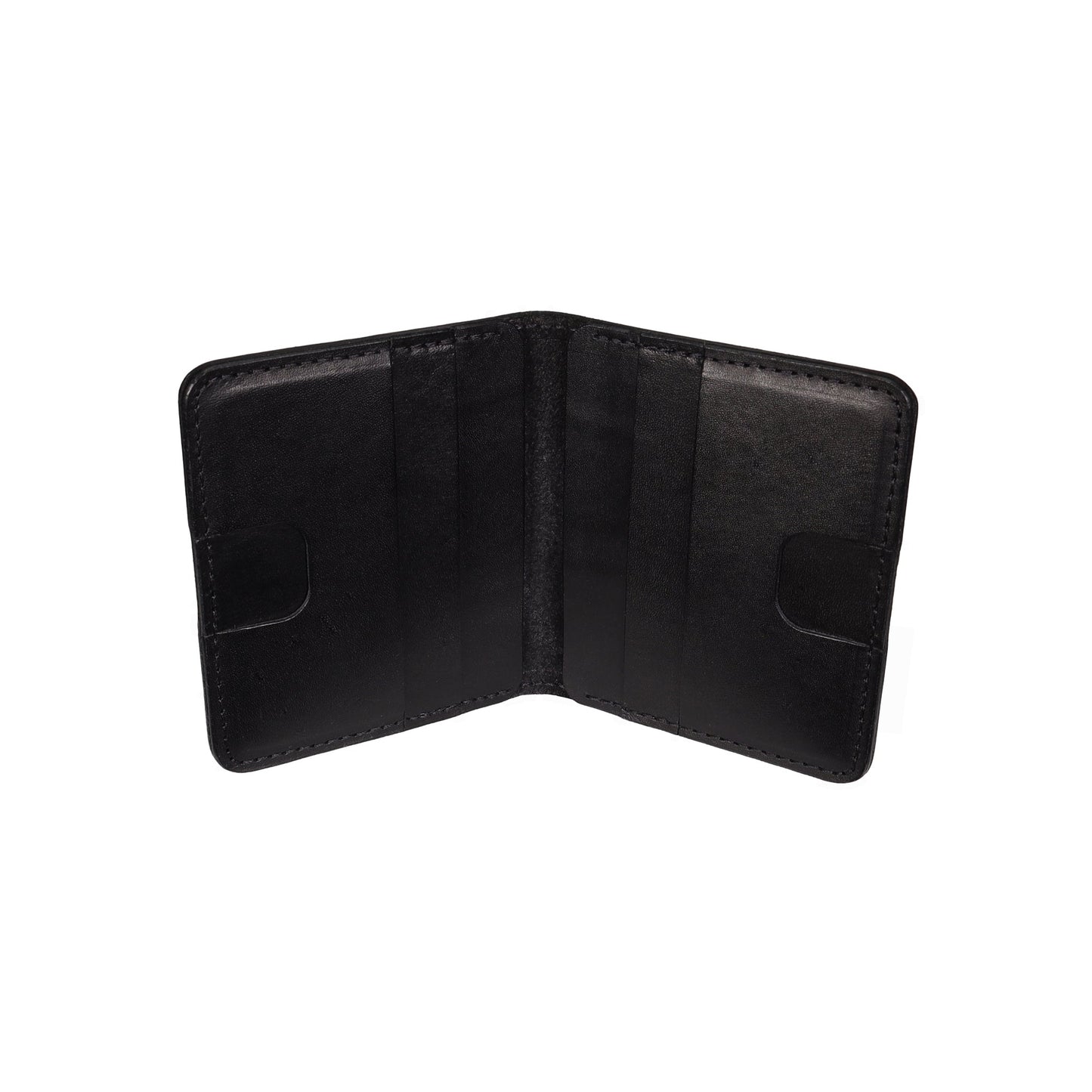 Black Leather Vertical Bifold Wallet