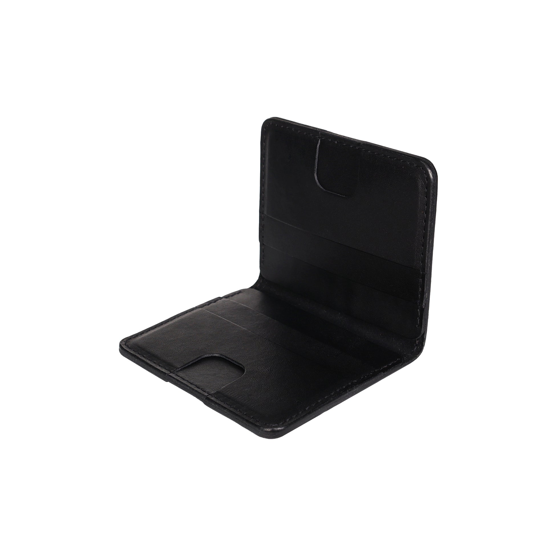 Black Leather Vertical Bifold Wallet