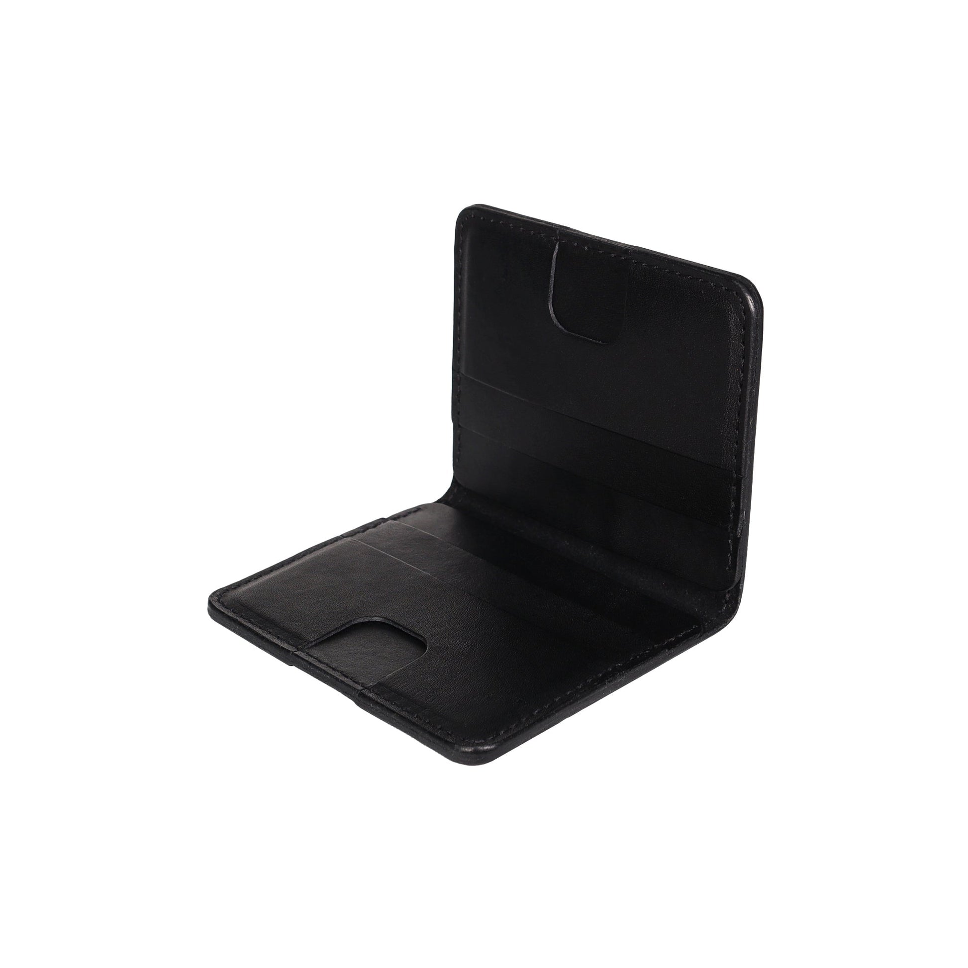 Black Leather Vertical Bifold Wallet
