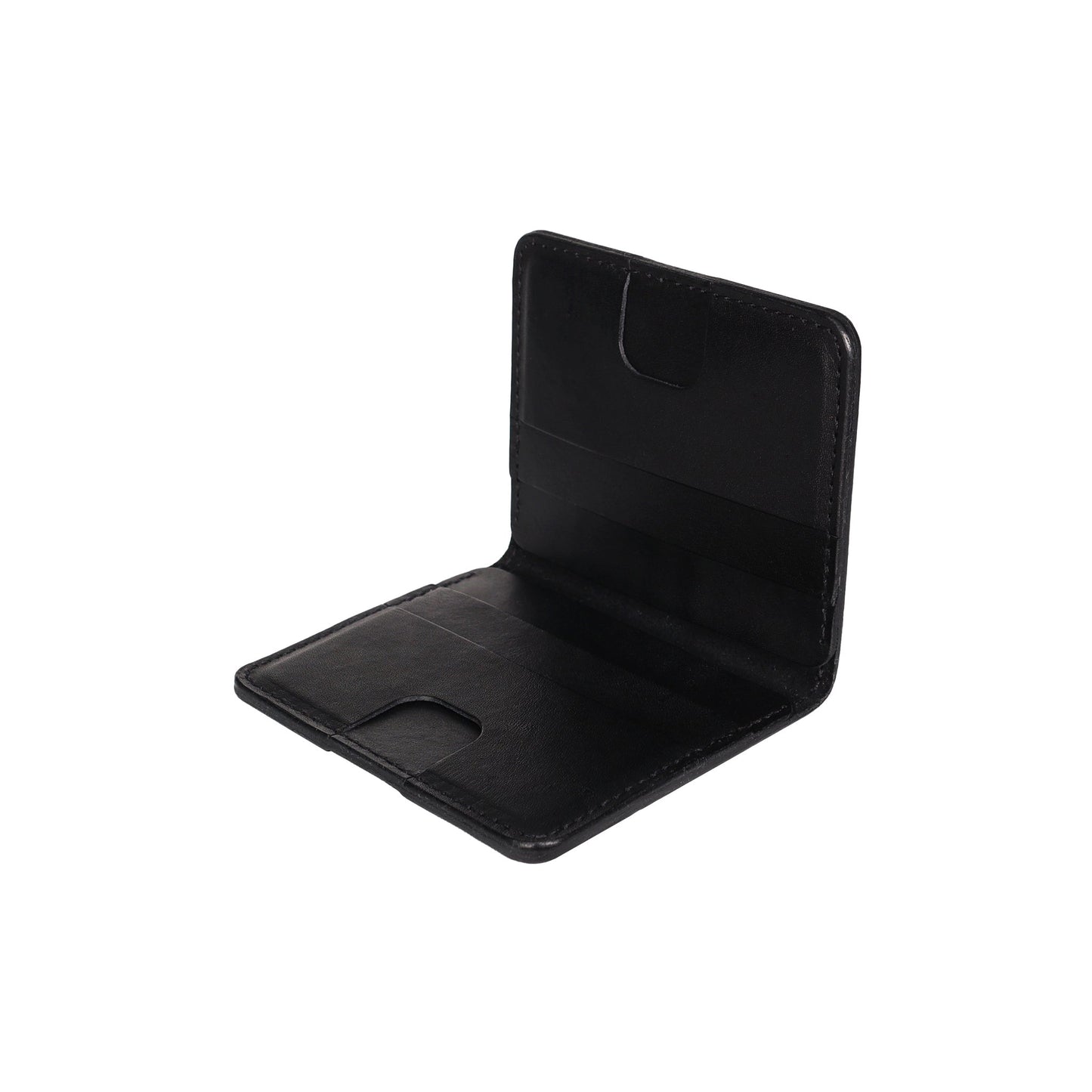 Black Leather Vertical Bifold Wallet