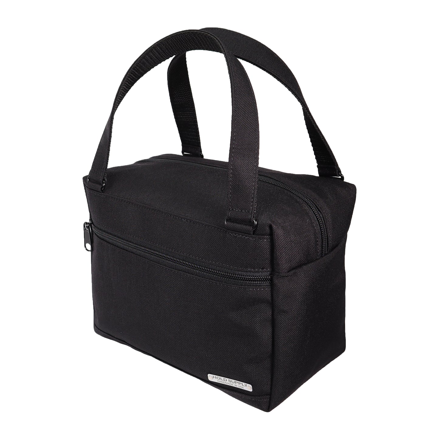 Black Insulated Canvas Zippered Lunch Bag