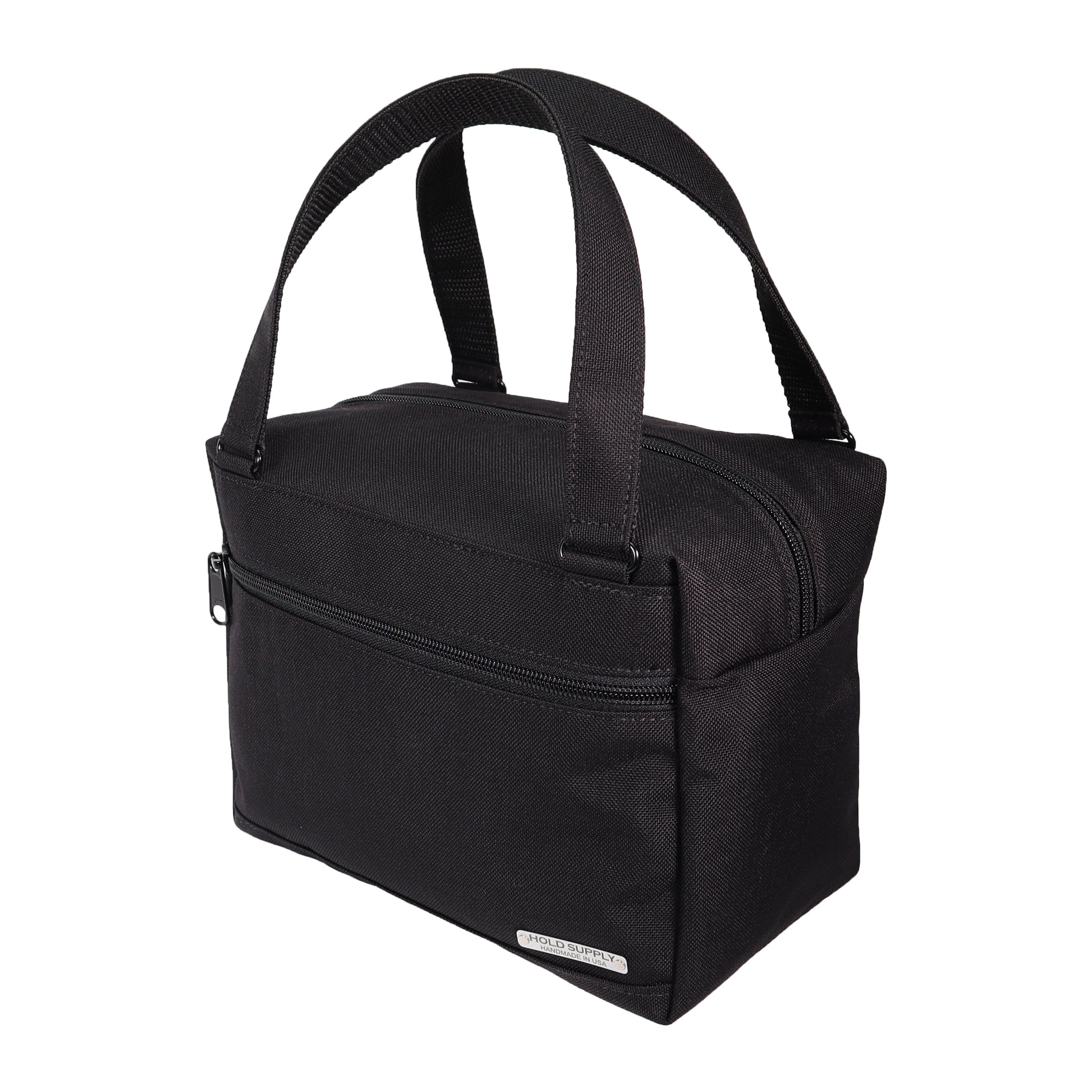 Black Insulated Canvas Zippered Lunch Bag