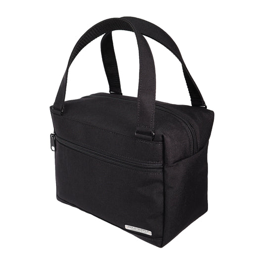 Black Insulated Canvas Zippered Lunch Bag