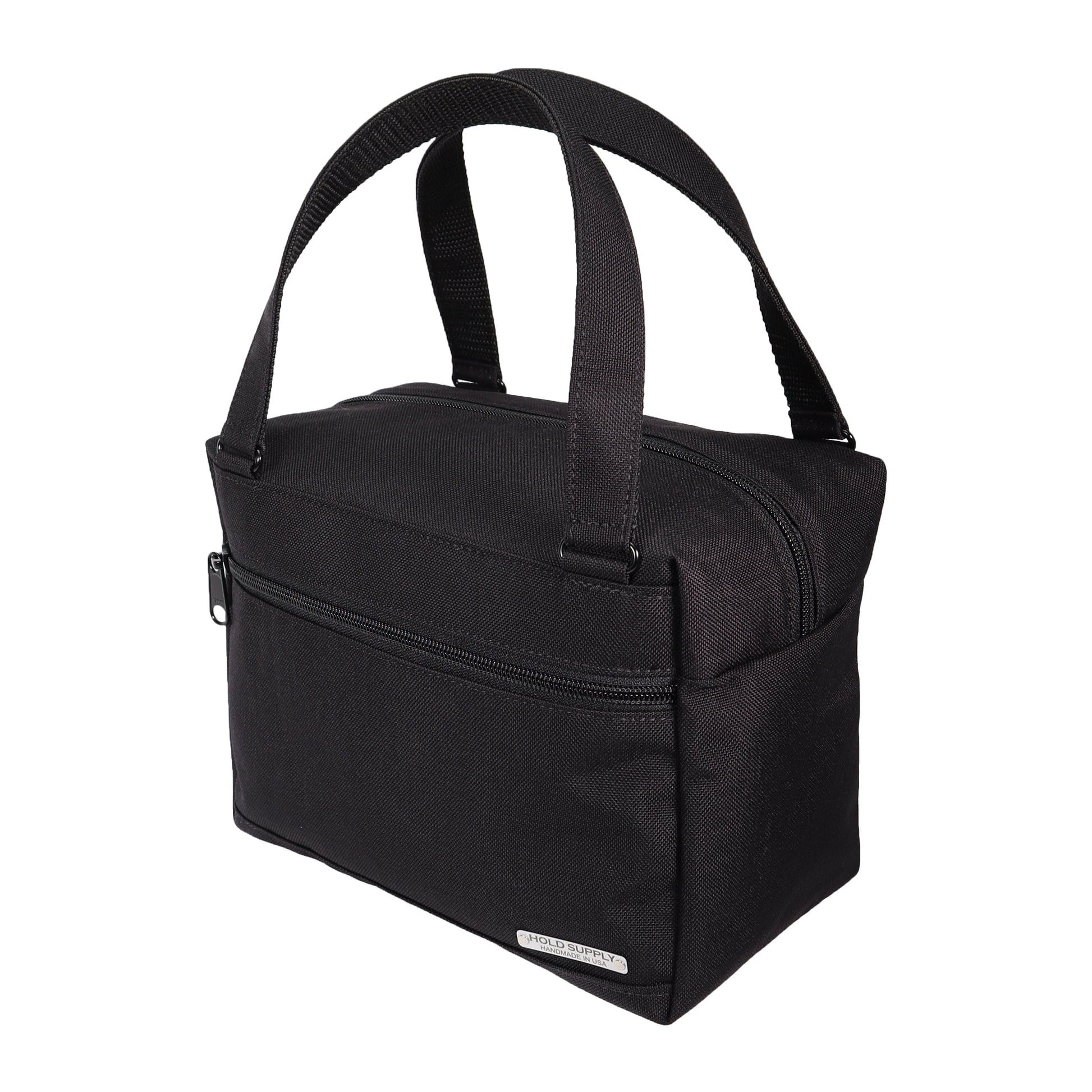 Black Insulated Canvas Zippered Lunch Bag
