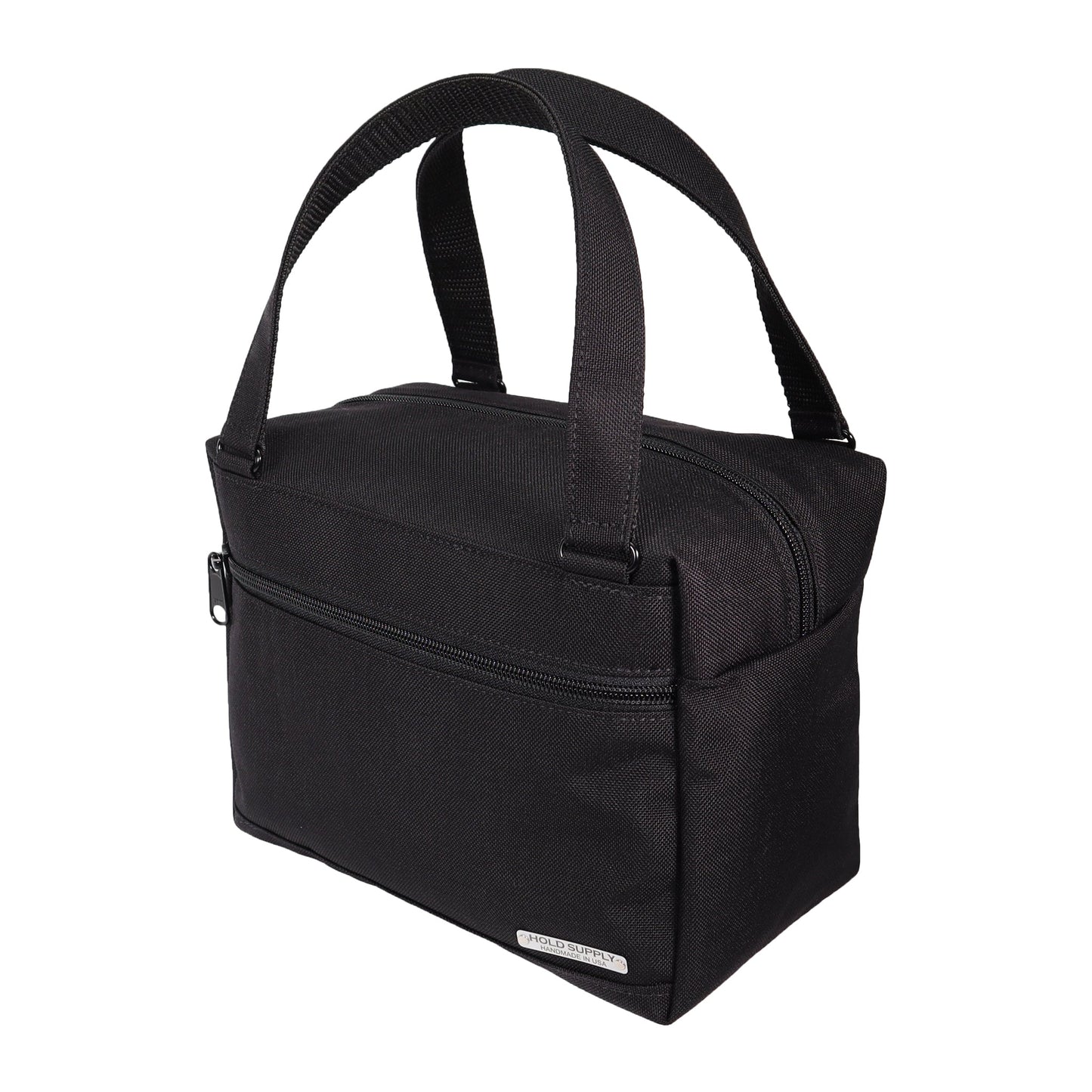 Black Insulated Canvas Zippered Lunch Bag