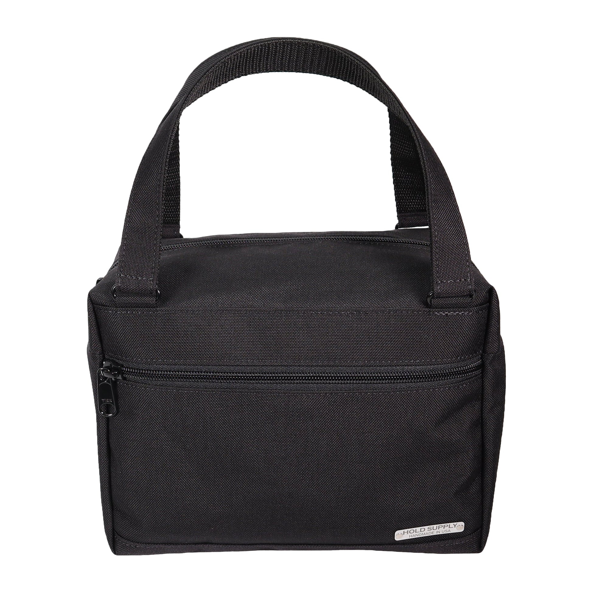 Black Insulated Canvas Zippered Lunch Bag