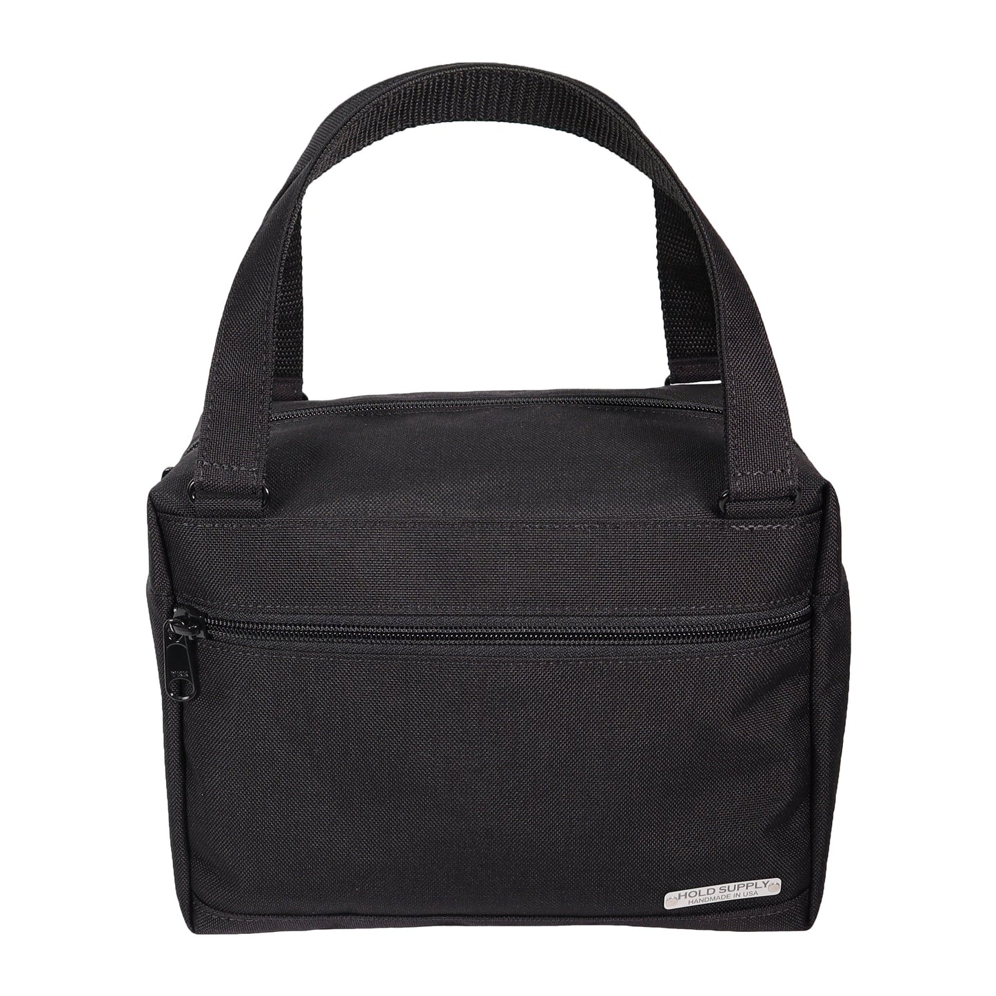 Black Insulated Canvas Zippered Lunch Bag
