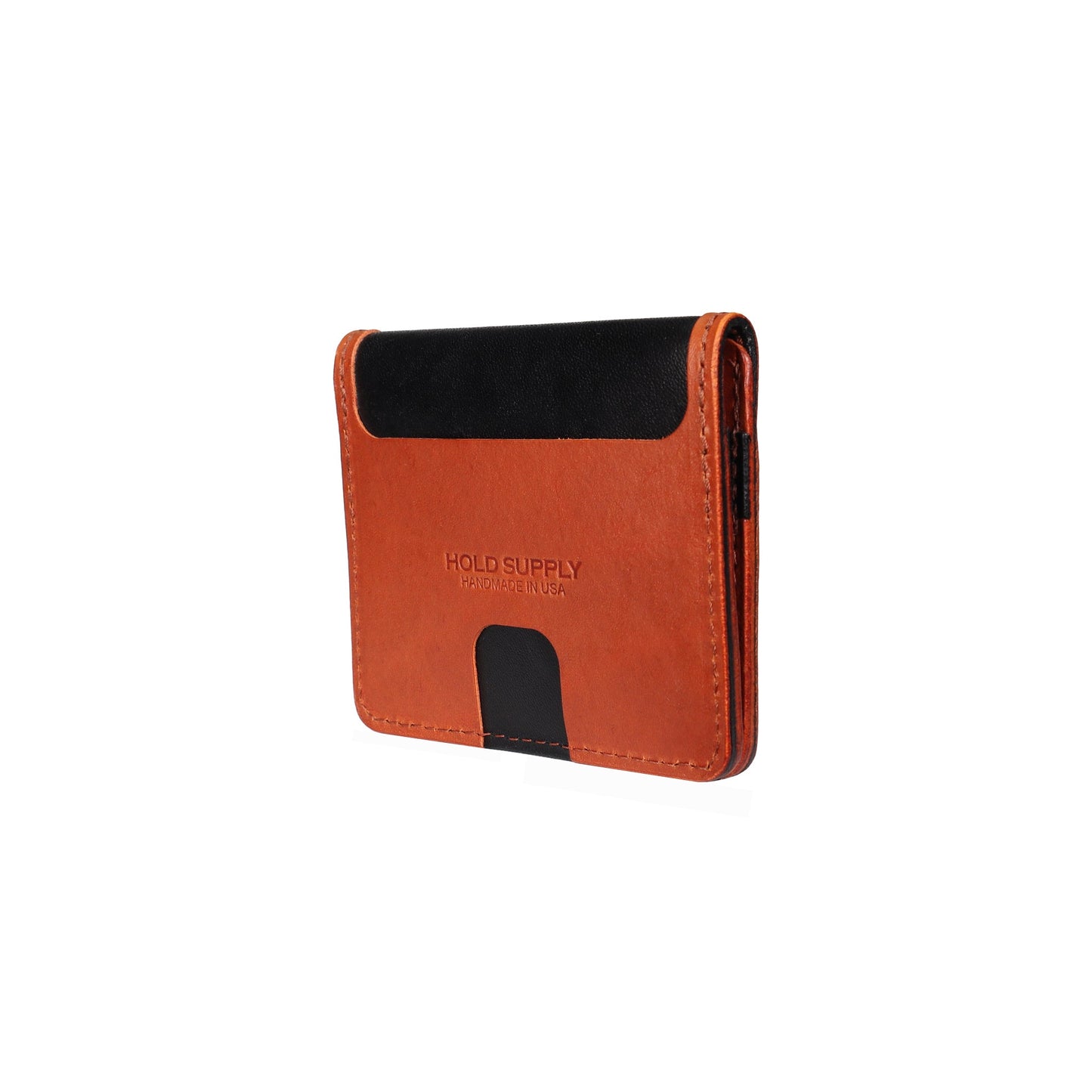 Black and Brown Leather Vertical Bifold Wallet