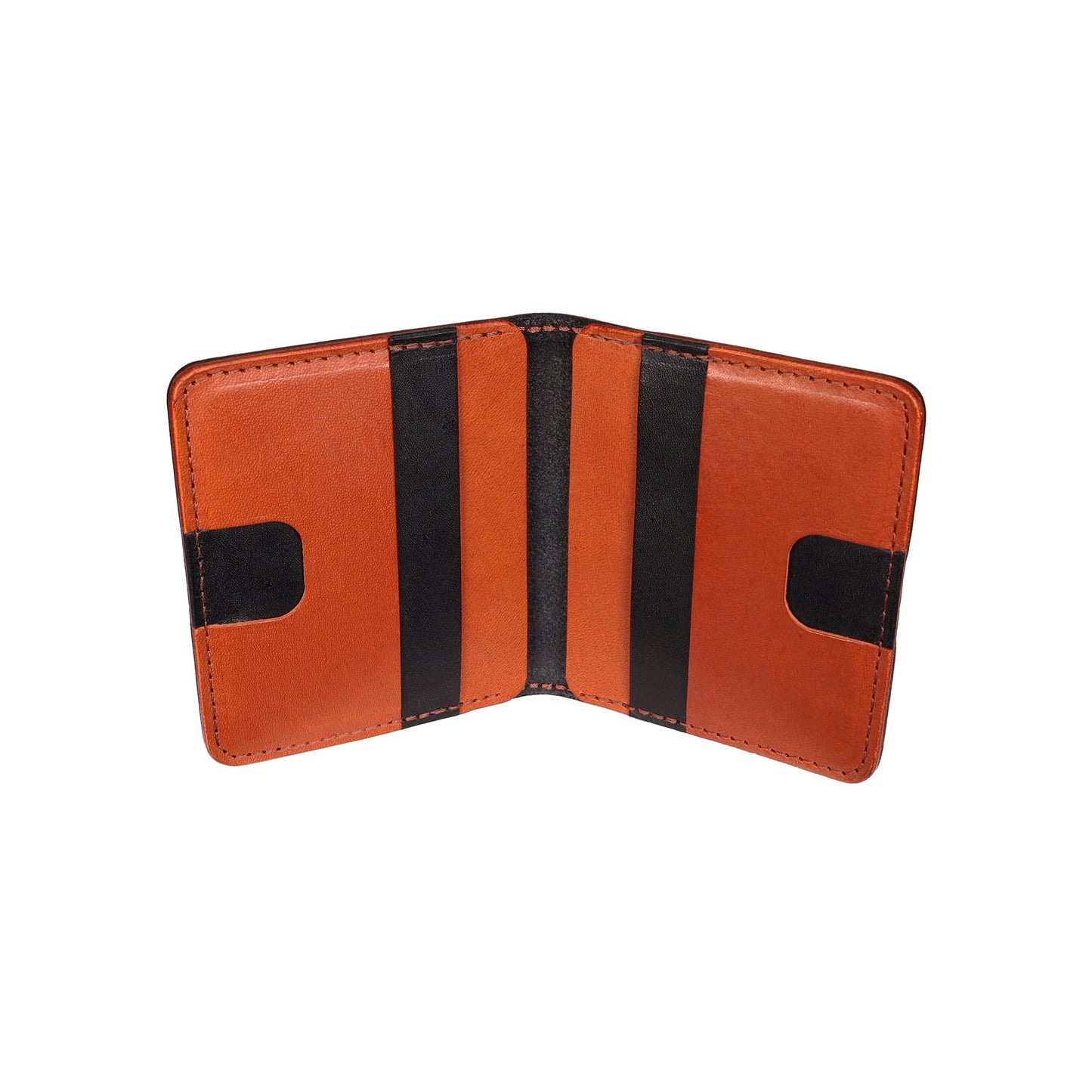 Black and Brown Leather Vertical Bifold Wallet