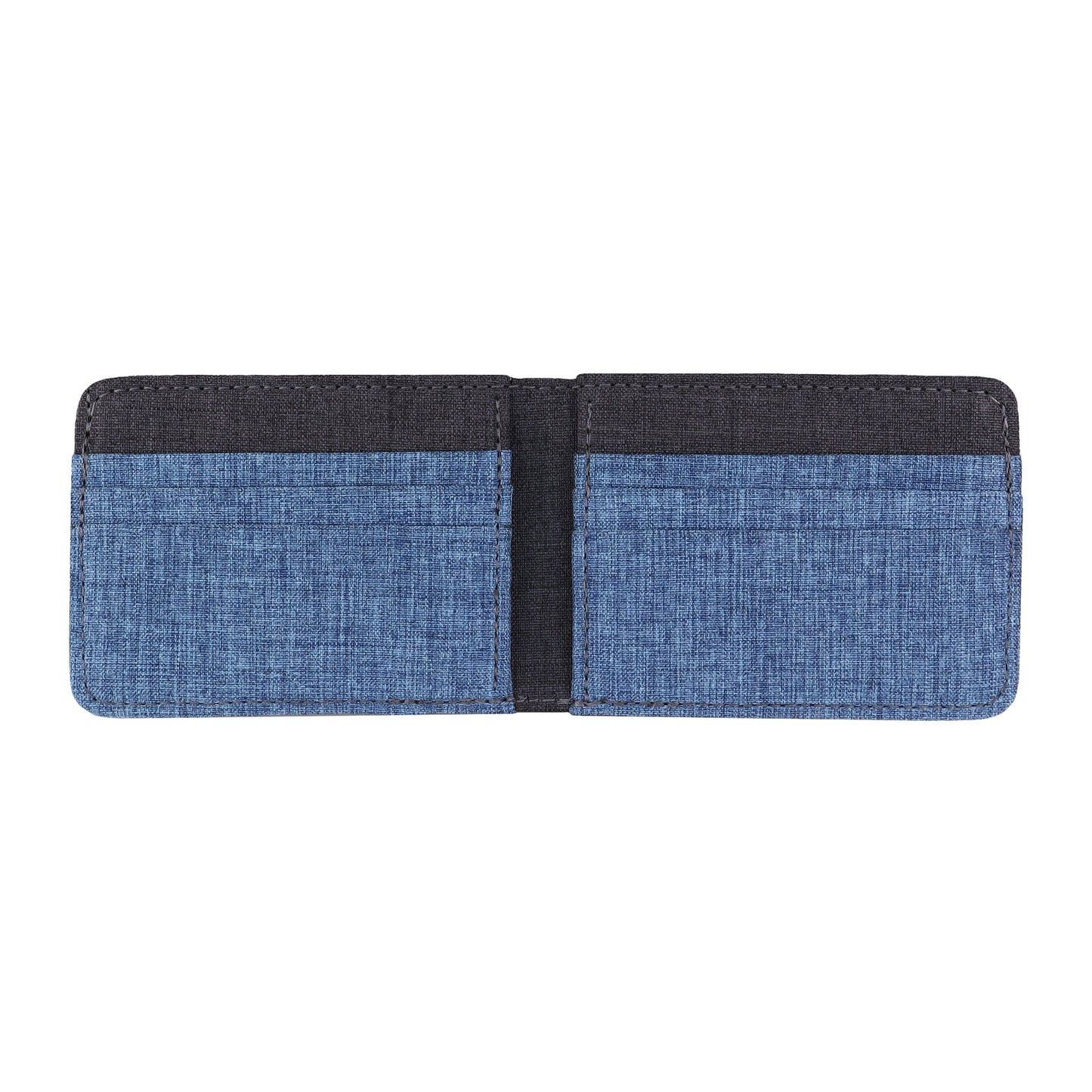 Blue and Gray Fabric Bifold Wallet