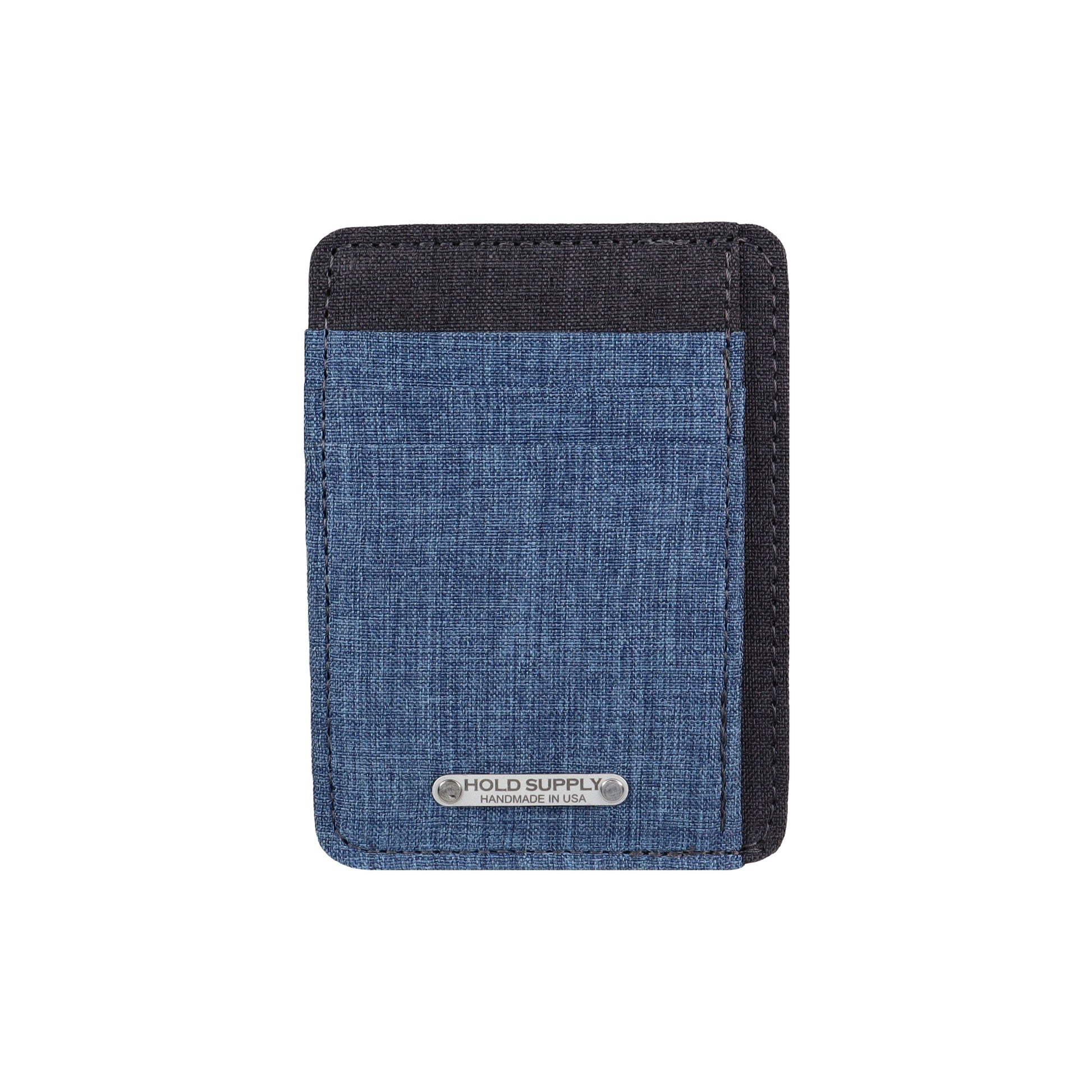 Blue and Gray Fabric Front Pocket Wallet