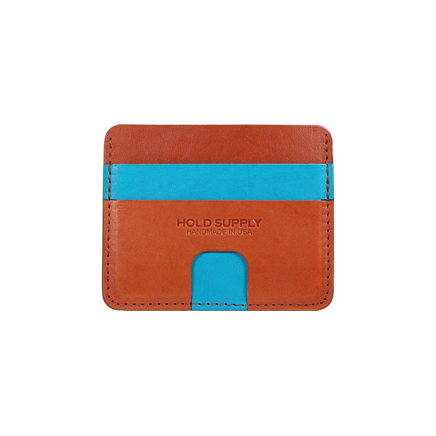 Blue and Brown Leather Card Holder Wallet