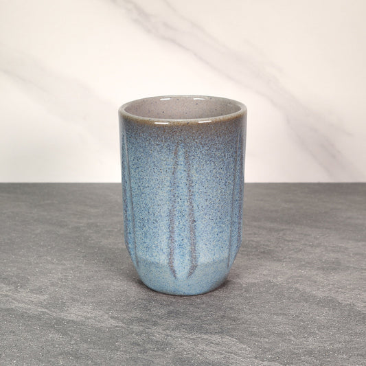 Blue Exterior / Gray Interior Round Notched 16 oz Stoneware Cup