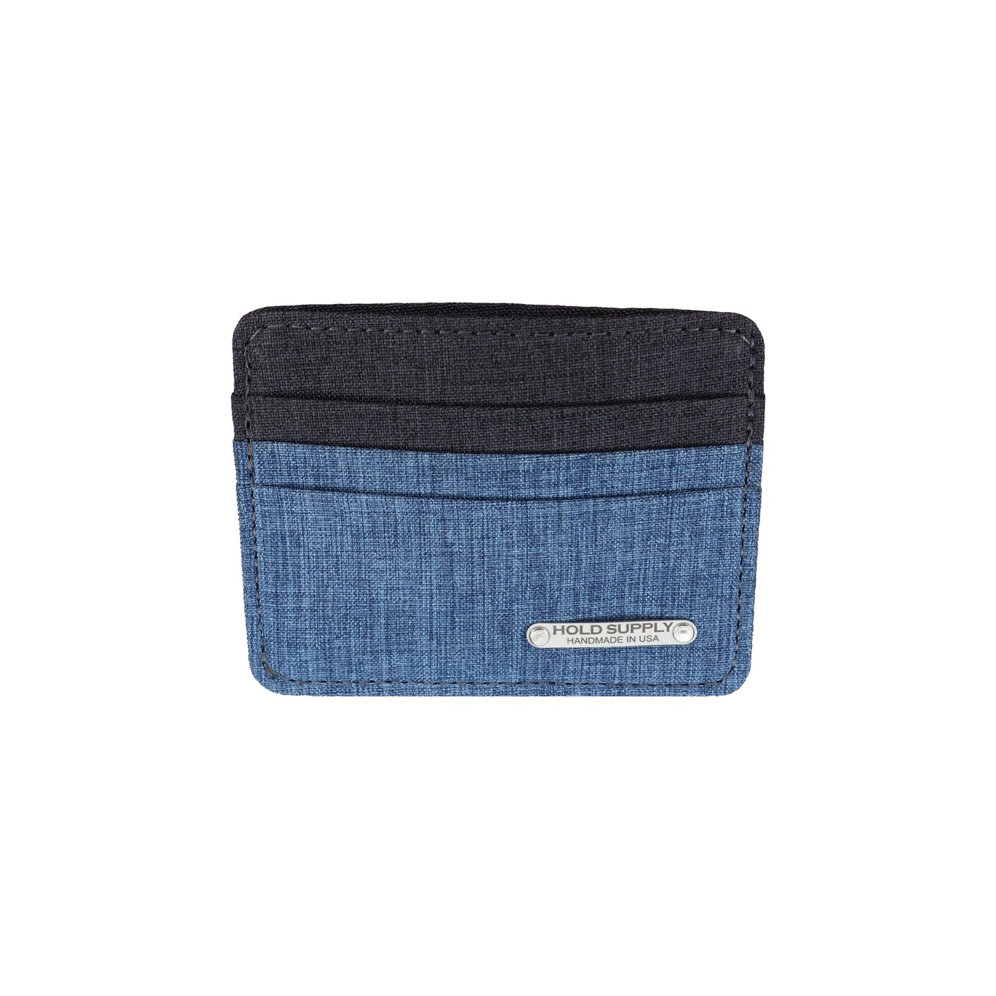 Blue and Gray Polyester Fabric Card Holder Wallet