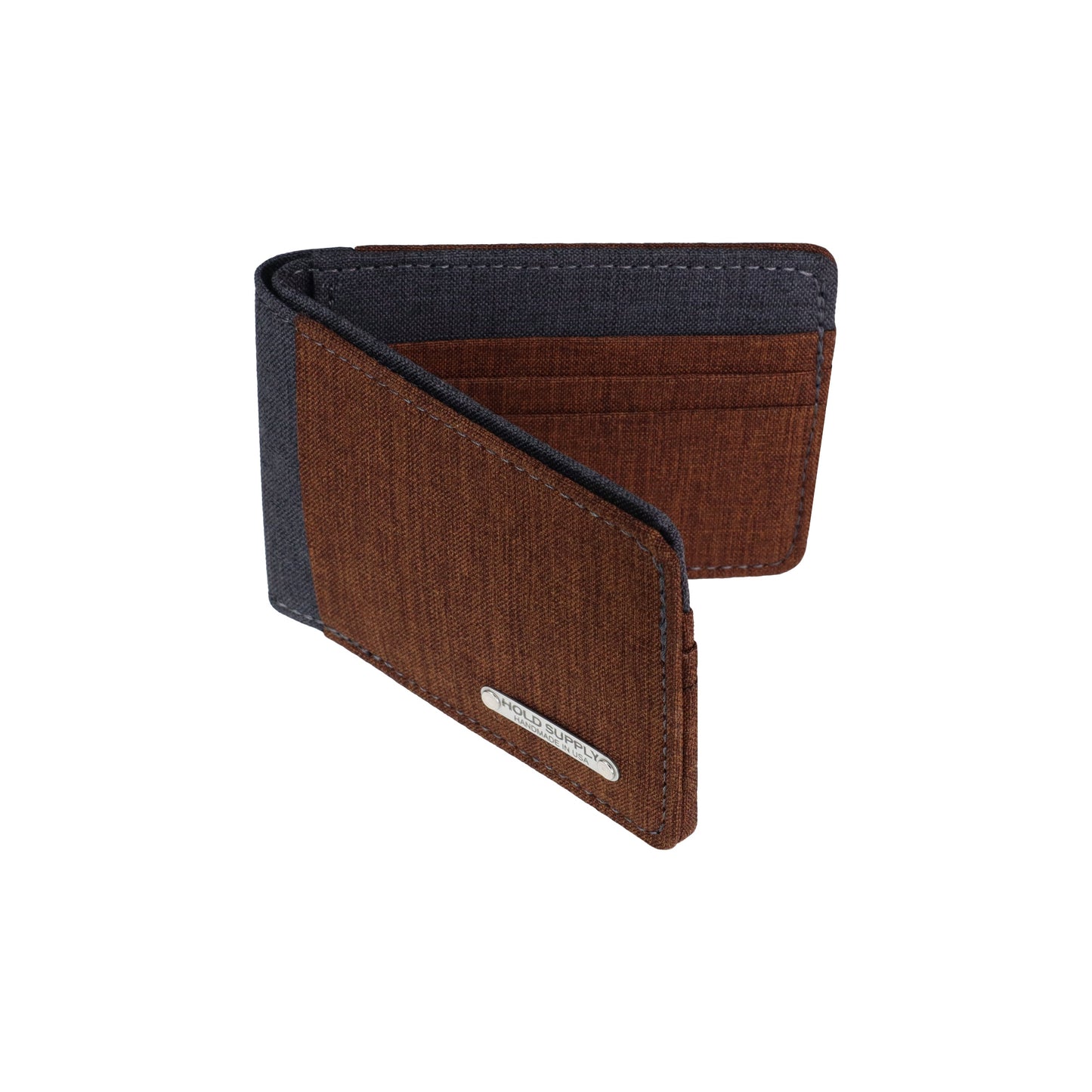 Brown and Gray Fabric Bifold Wallet