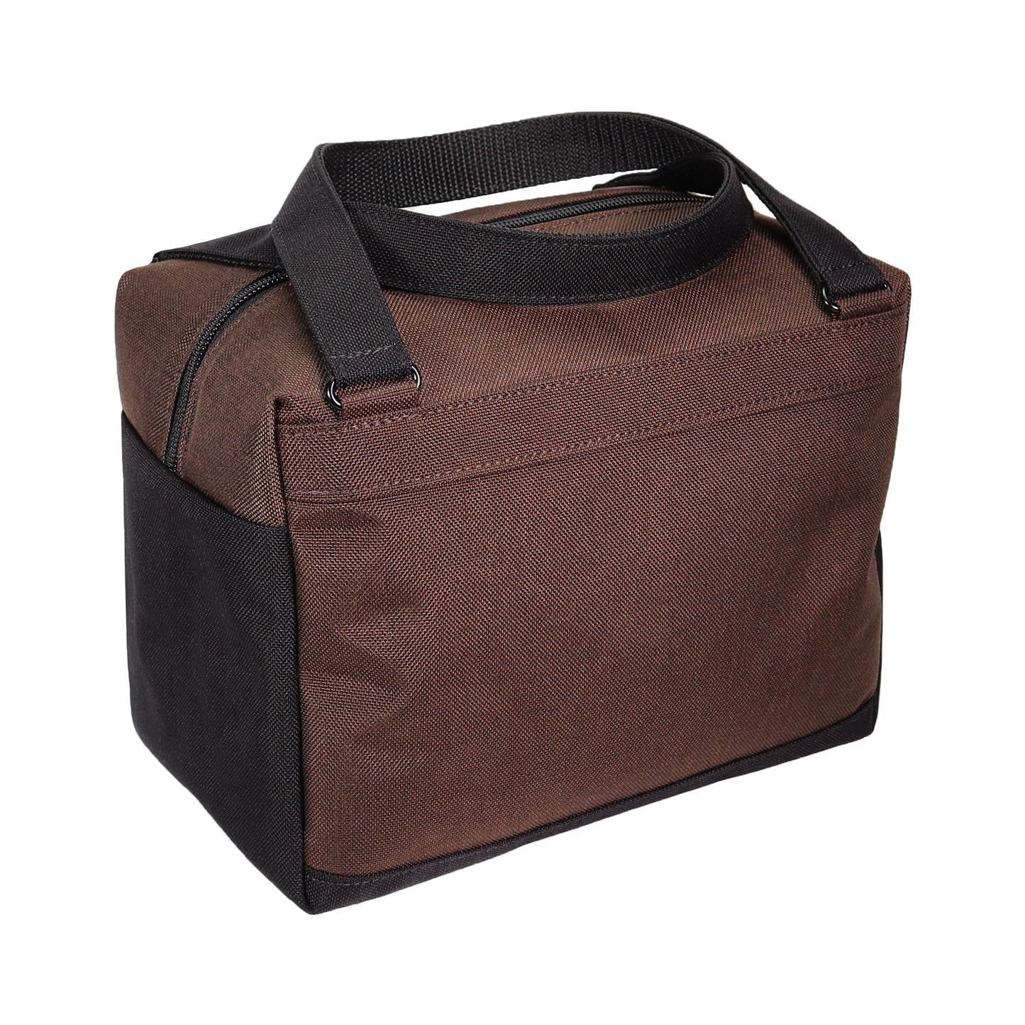 Brown and Black Insulated Canvas Zippered Lunch Bag