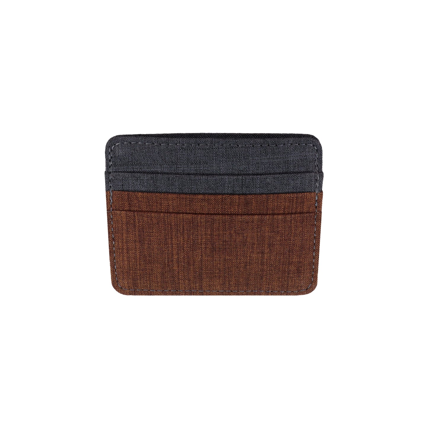 Brown and Gray Polyester Fabric Card Holder Wallet