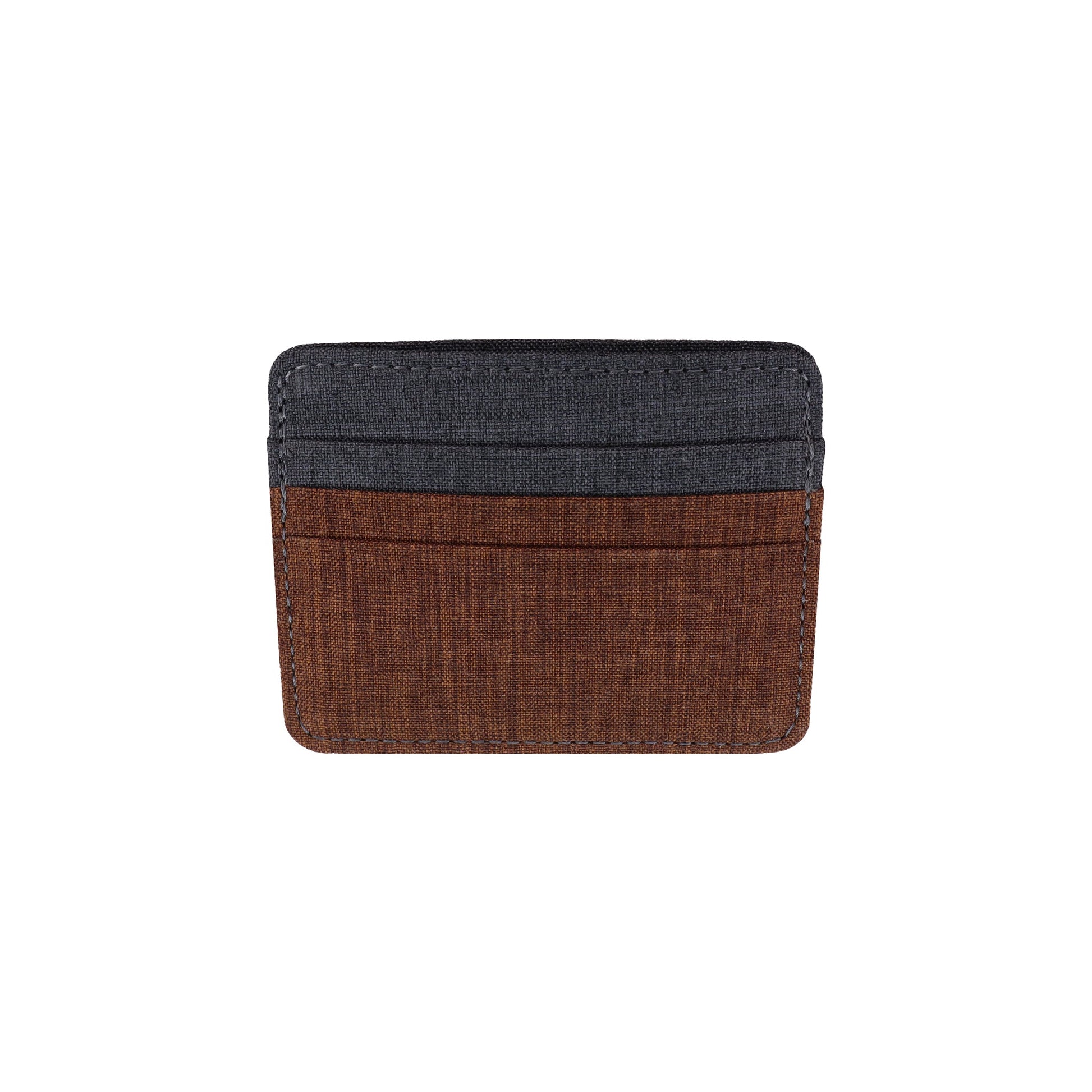 Brown and Gray Polyester Fabric Card Holder Wallet