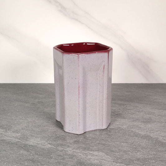 Gray and Red Square Indented 16 oz Stoneware Cup