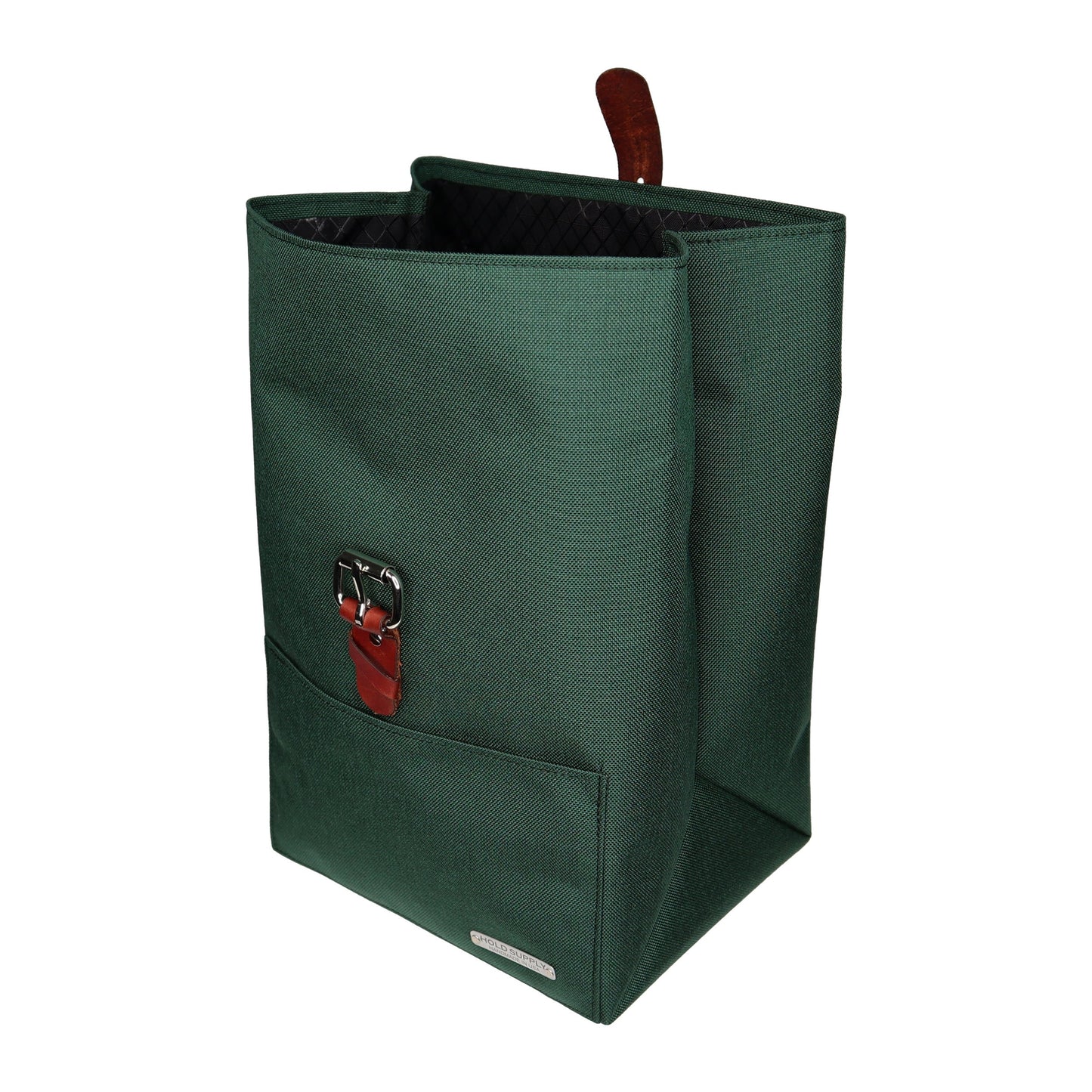 Green Canvas & Leather Fold Top Lunch Bag