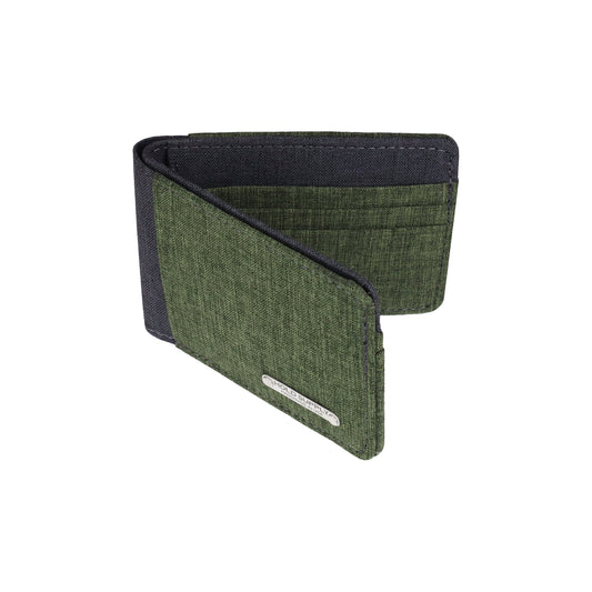 Green and Gray Fabric Bifold Wallet