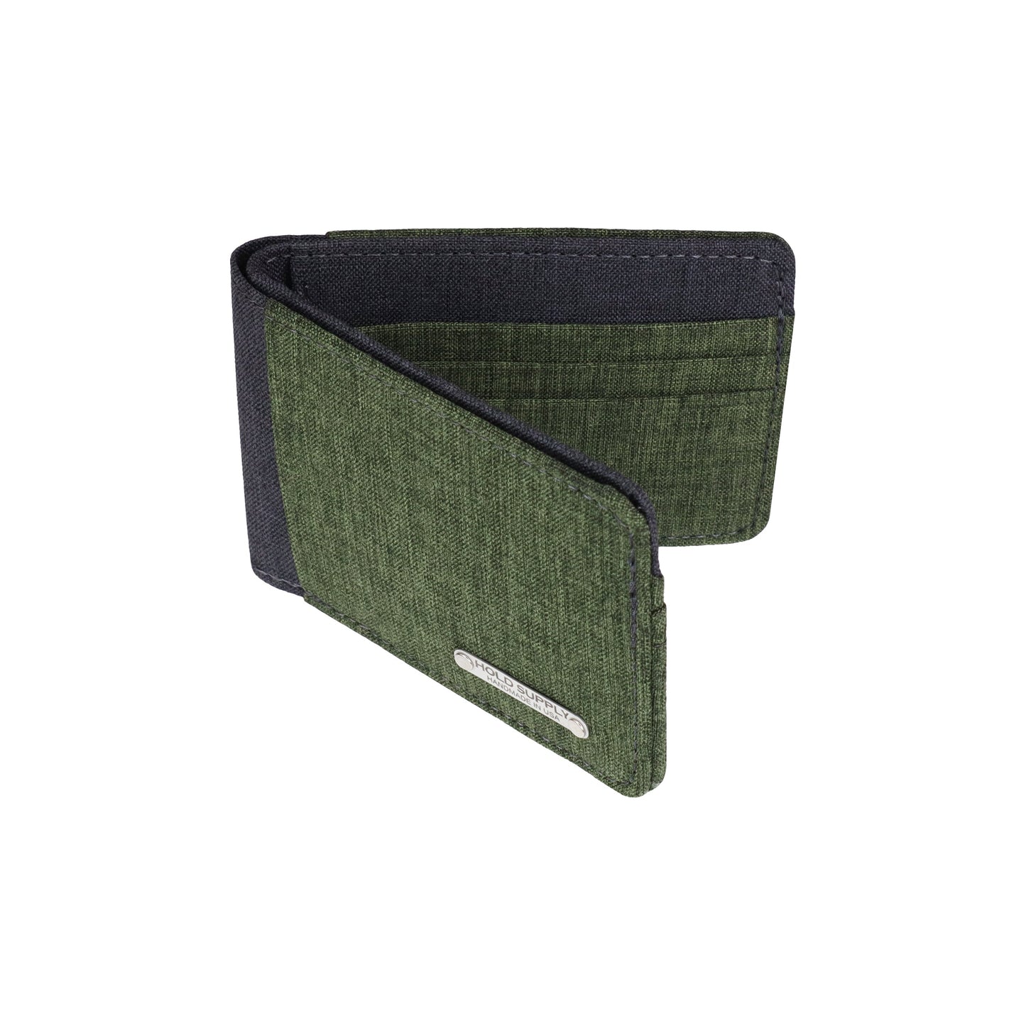 Green and Gray Fabric Bifold Wallet