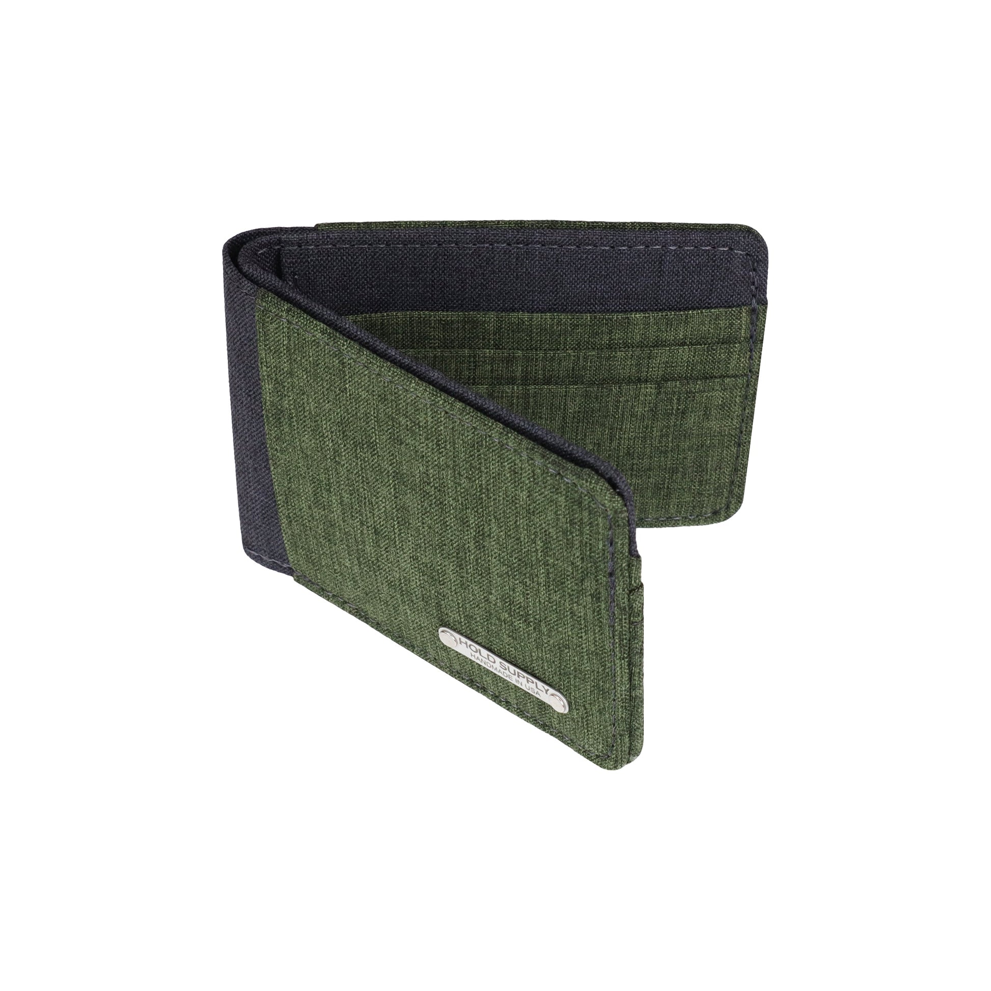 Green and Gray Fabric Bifold Wallet