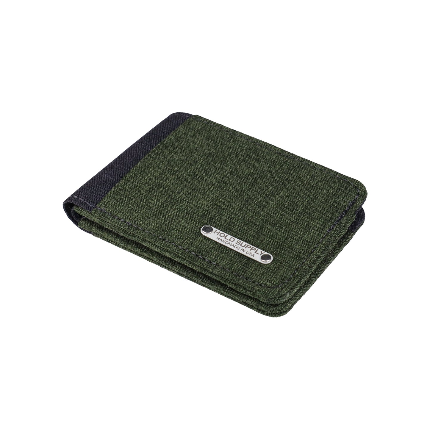 Green and Gray Fabric Bifold Wallet