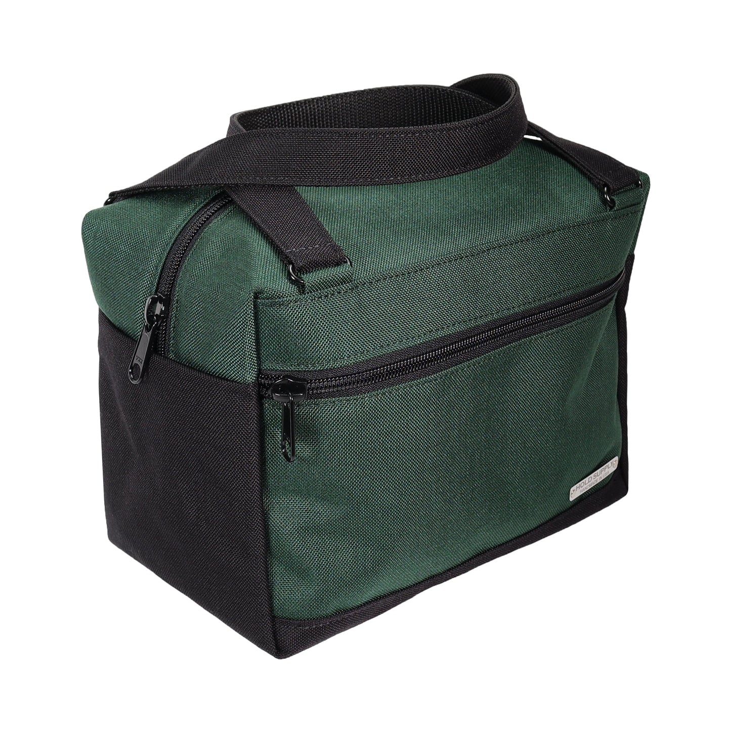 Green and Black Insulated Canvas Zippered Lunch Bag